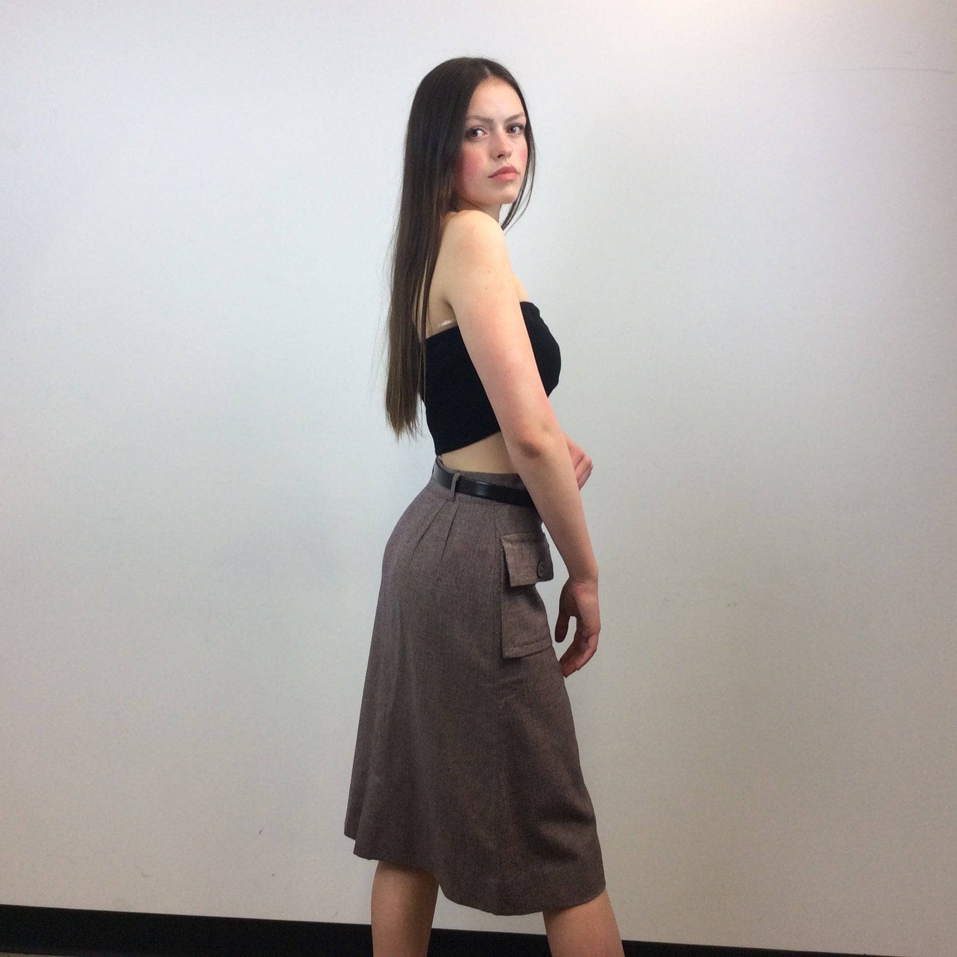1940s A-line Midi Wool Skirt Small - Image 4