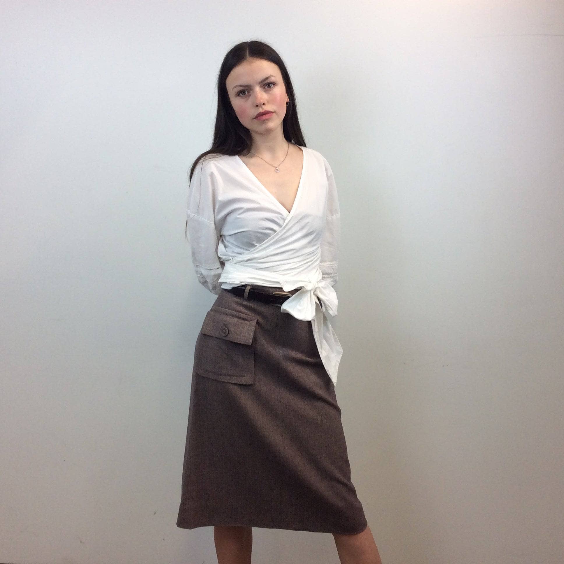 1940s A-line Midi Wool Skirt Small - Image 7