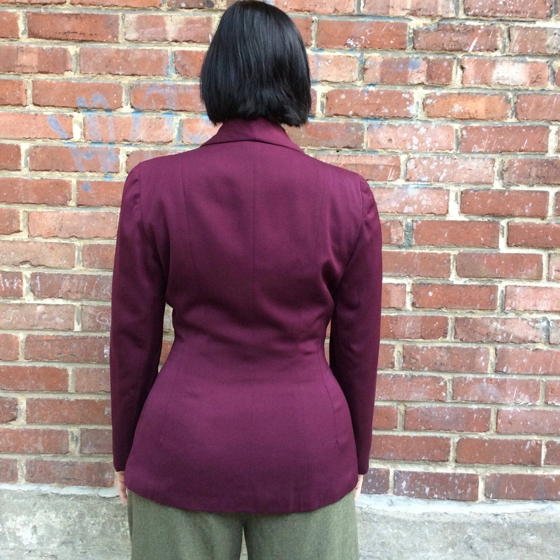 1940s Eggplant Colour Fitted Wool Blazer Medium - Image 3