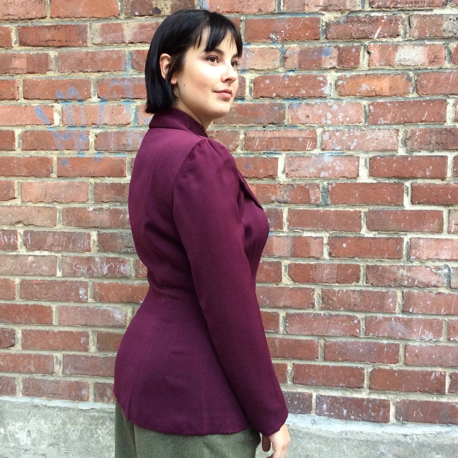 1940s Eggplant Colour Fitted Wool Blazer Medium - Image 4