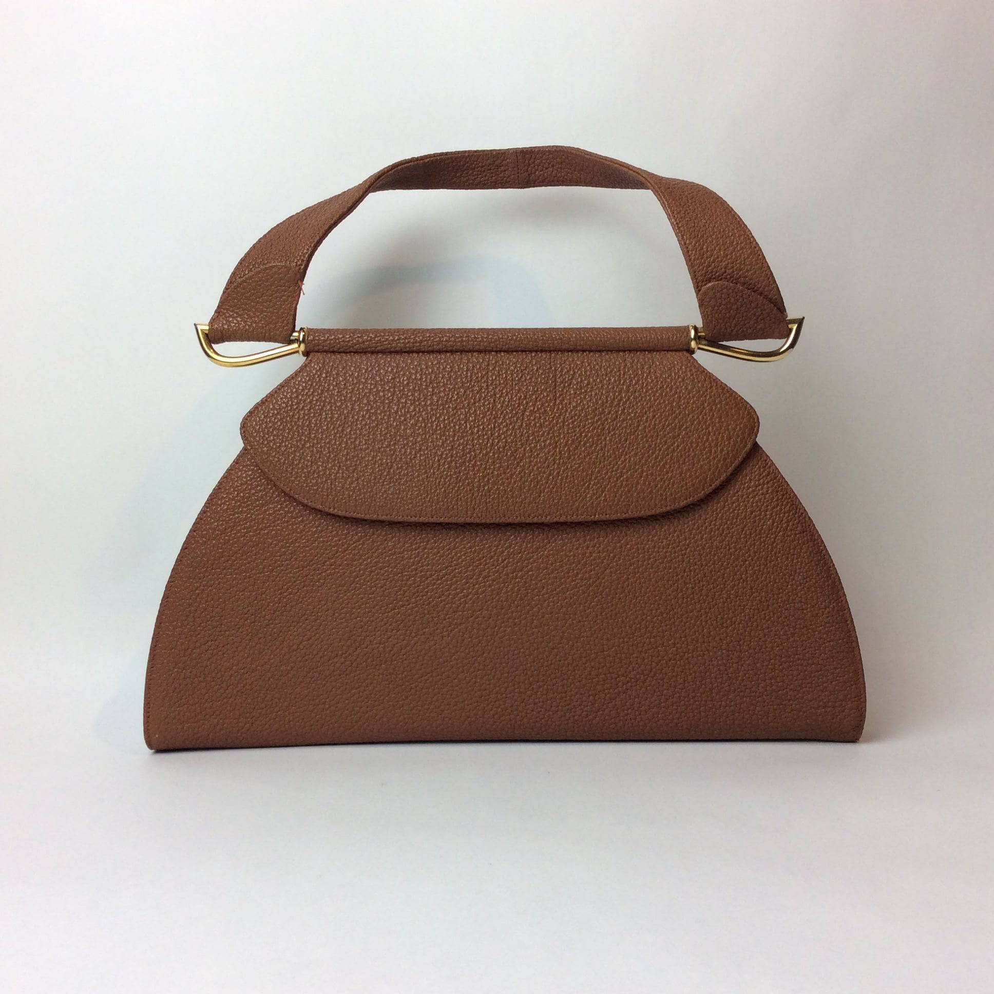 1940s Light Brown Textured Leather Handbag - Image 3