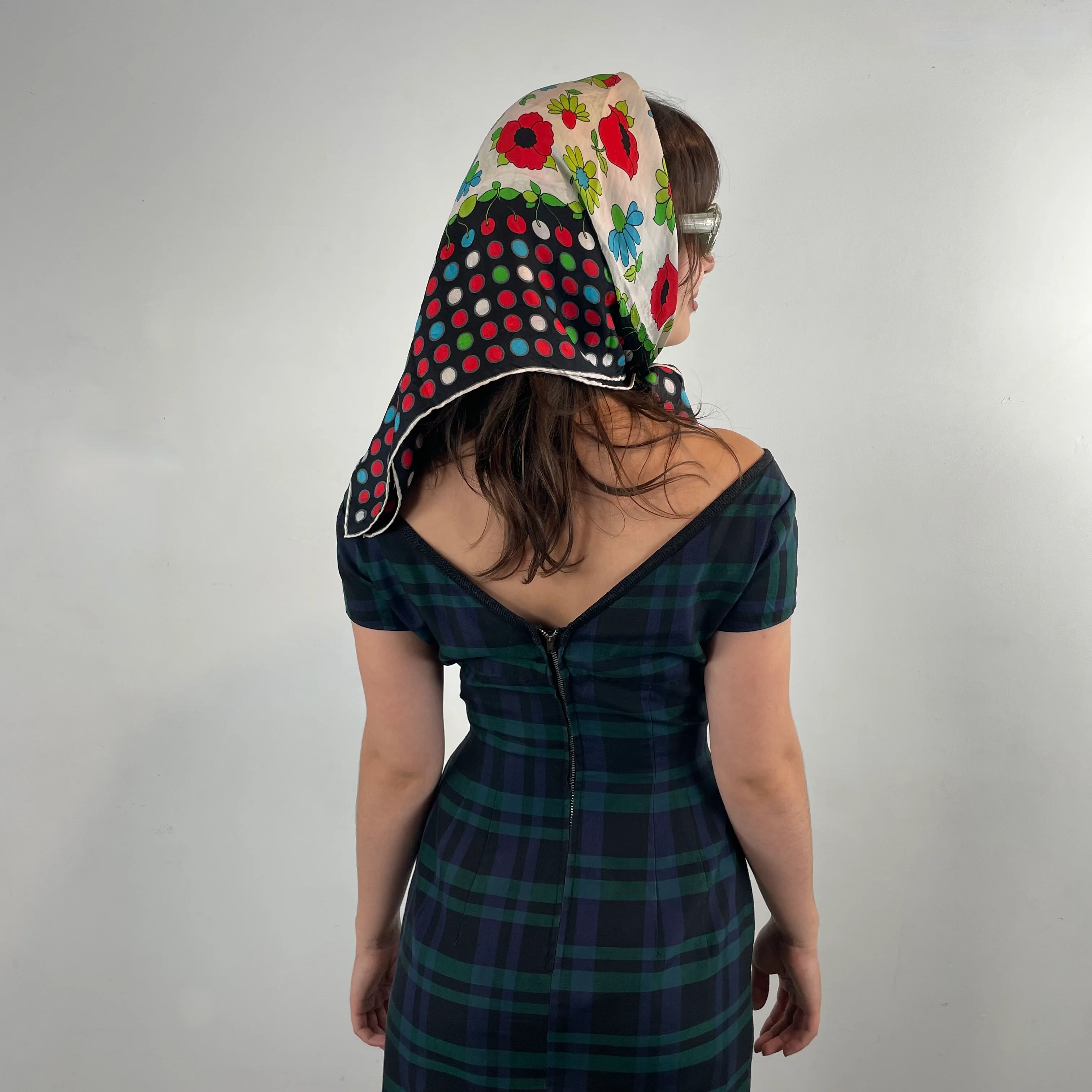 1950s-1960s Short Sleeve Fitted Plaid Dress Small - Image 6