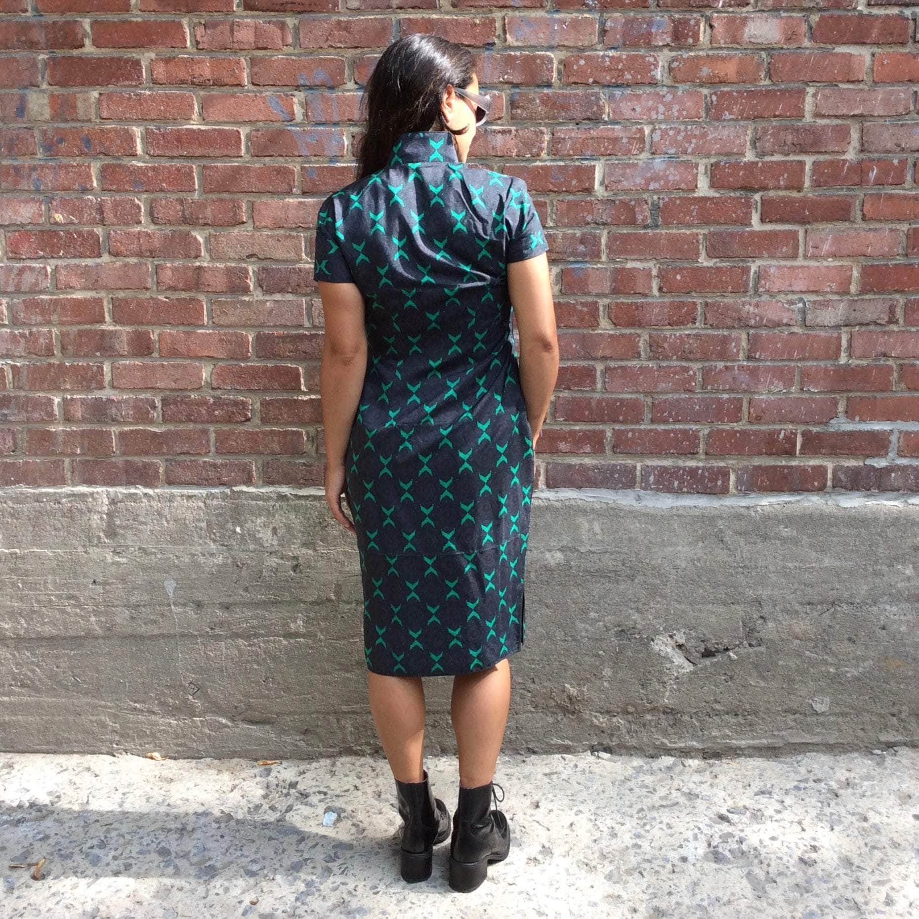 1950s-60s Short Sleeve Blue Qipao Silk Dress Small-Medium - Image 4