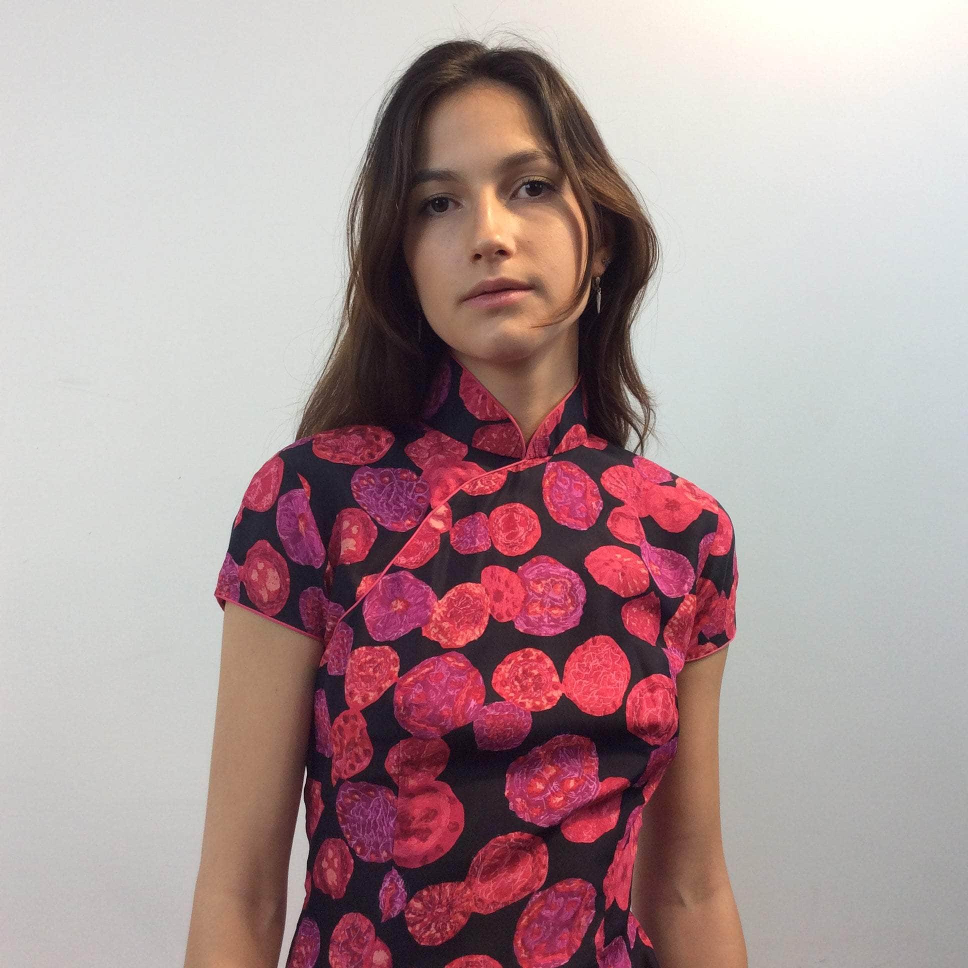 1950s-60s Short Sleeve Silk Qipao Dress Extra Small - Image 3