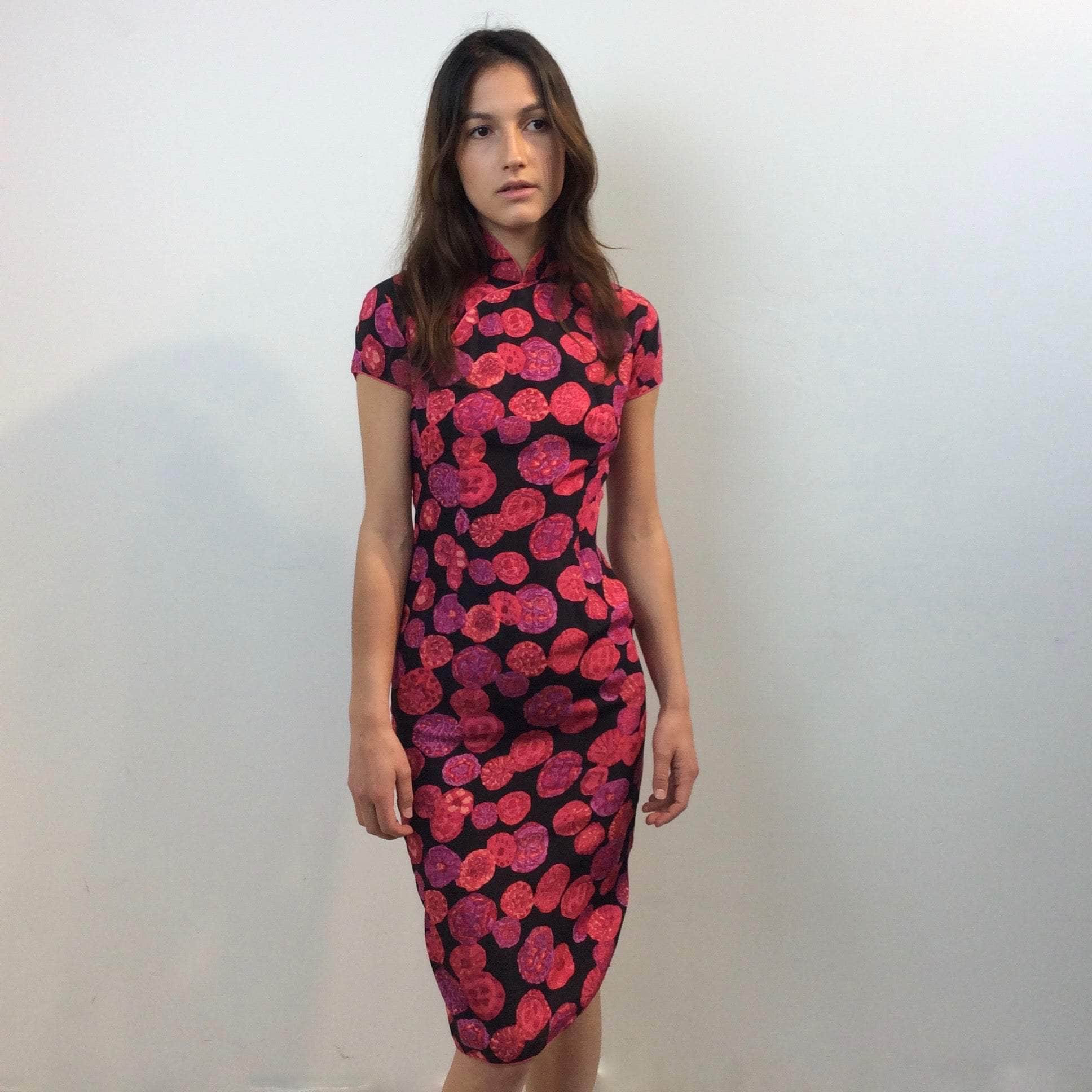 1950s-60s Short Sleeve Silk Qipao Dress Extra Small - Image 4