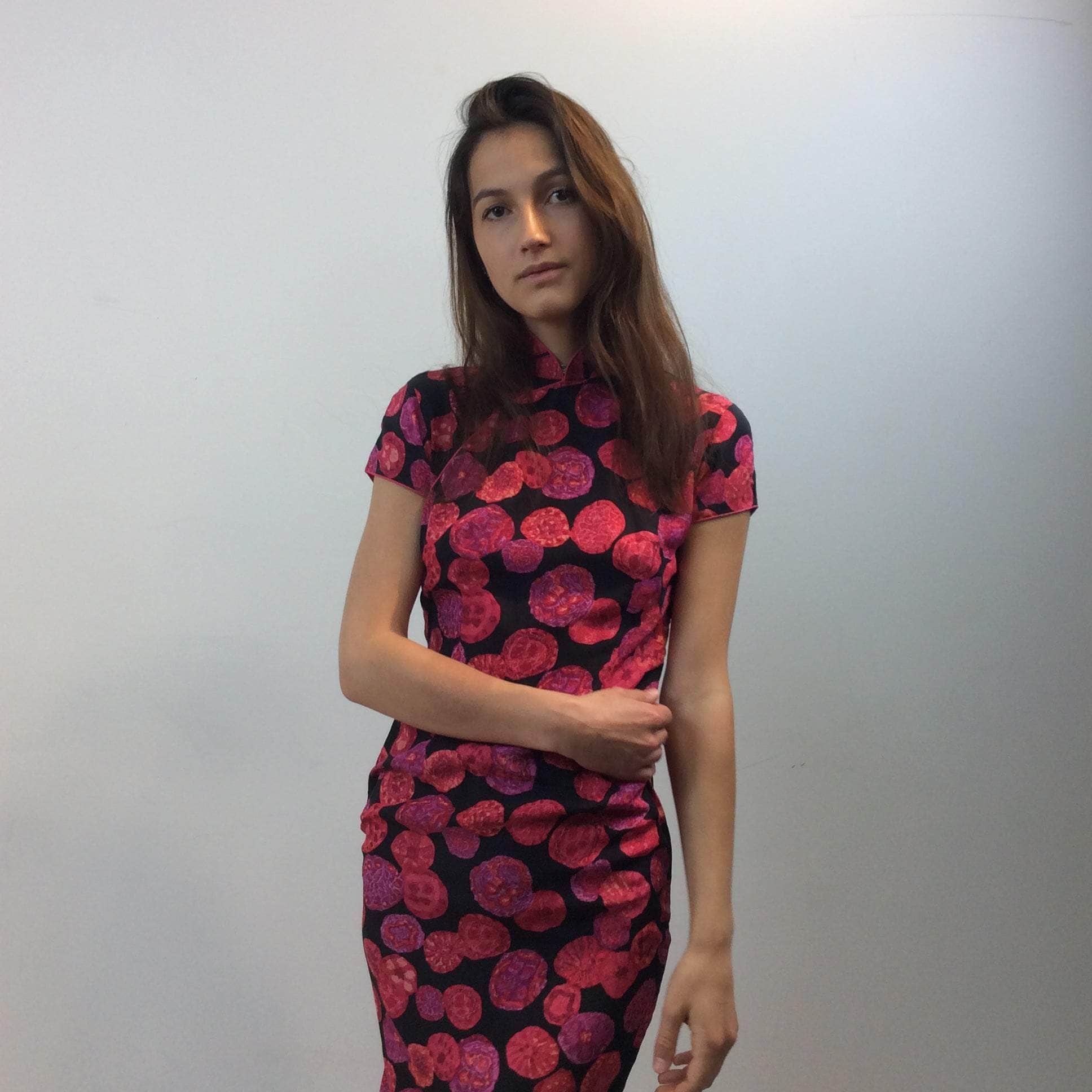 1950s-60s Short Sleeve Silk Qipao Dress Extra Small - Image 5