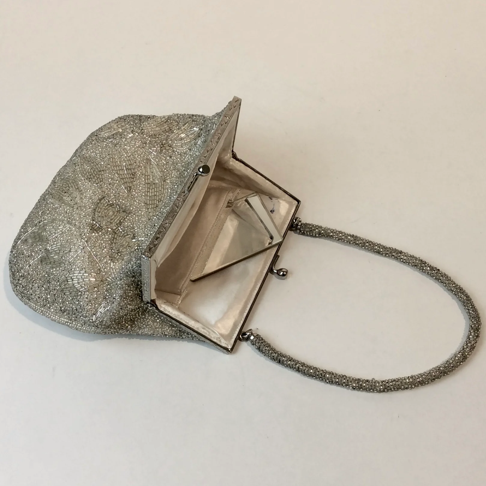 1950s-60s Silver Beaded Evening Bag