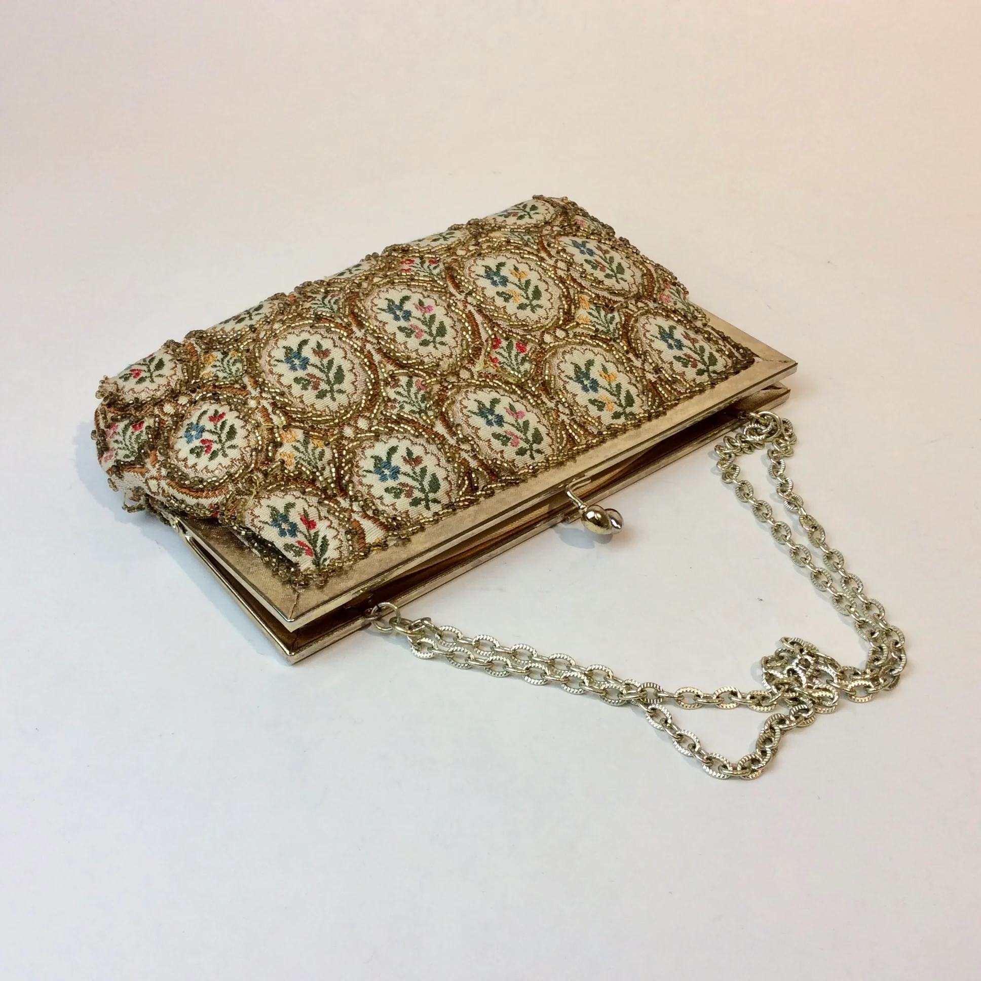 1950s Beaded Tapestry Convertible Evening Clutch Bag
