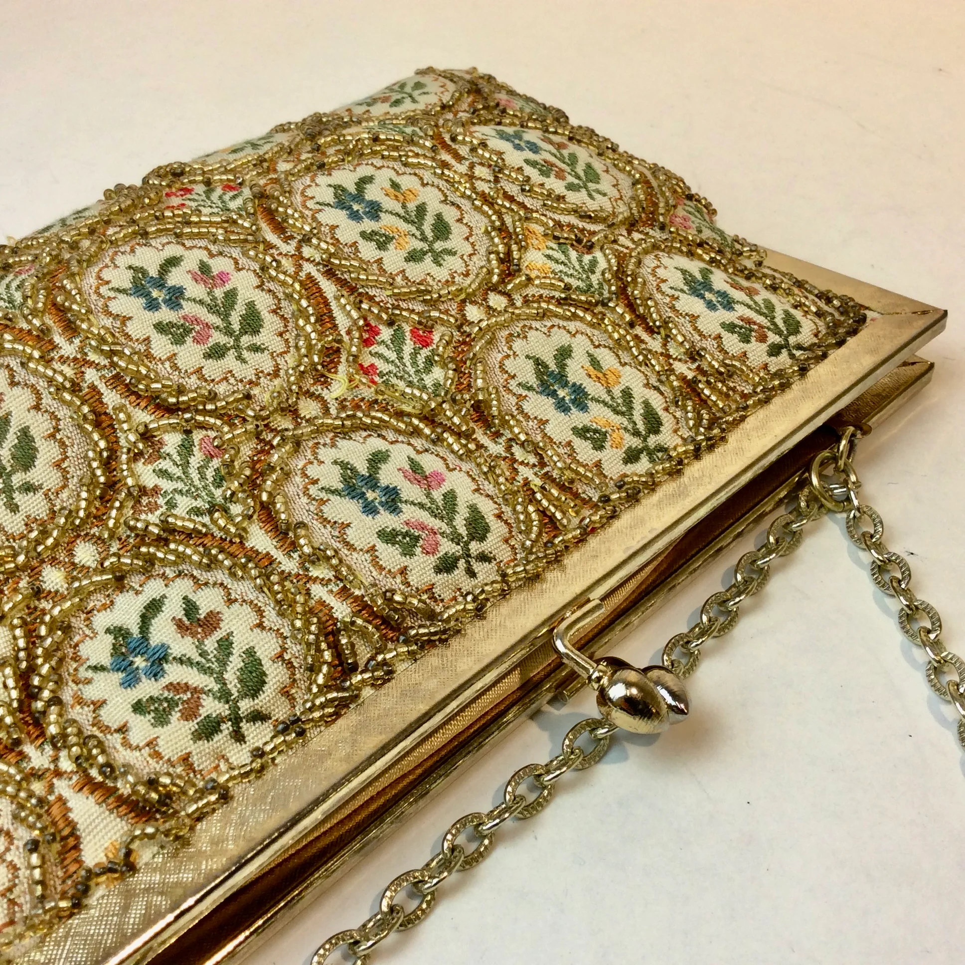 1950s Beaded Tapestry Convertible Evening Clutch Bag - Image 2