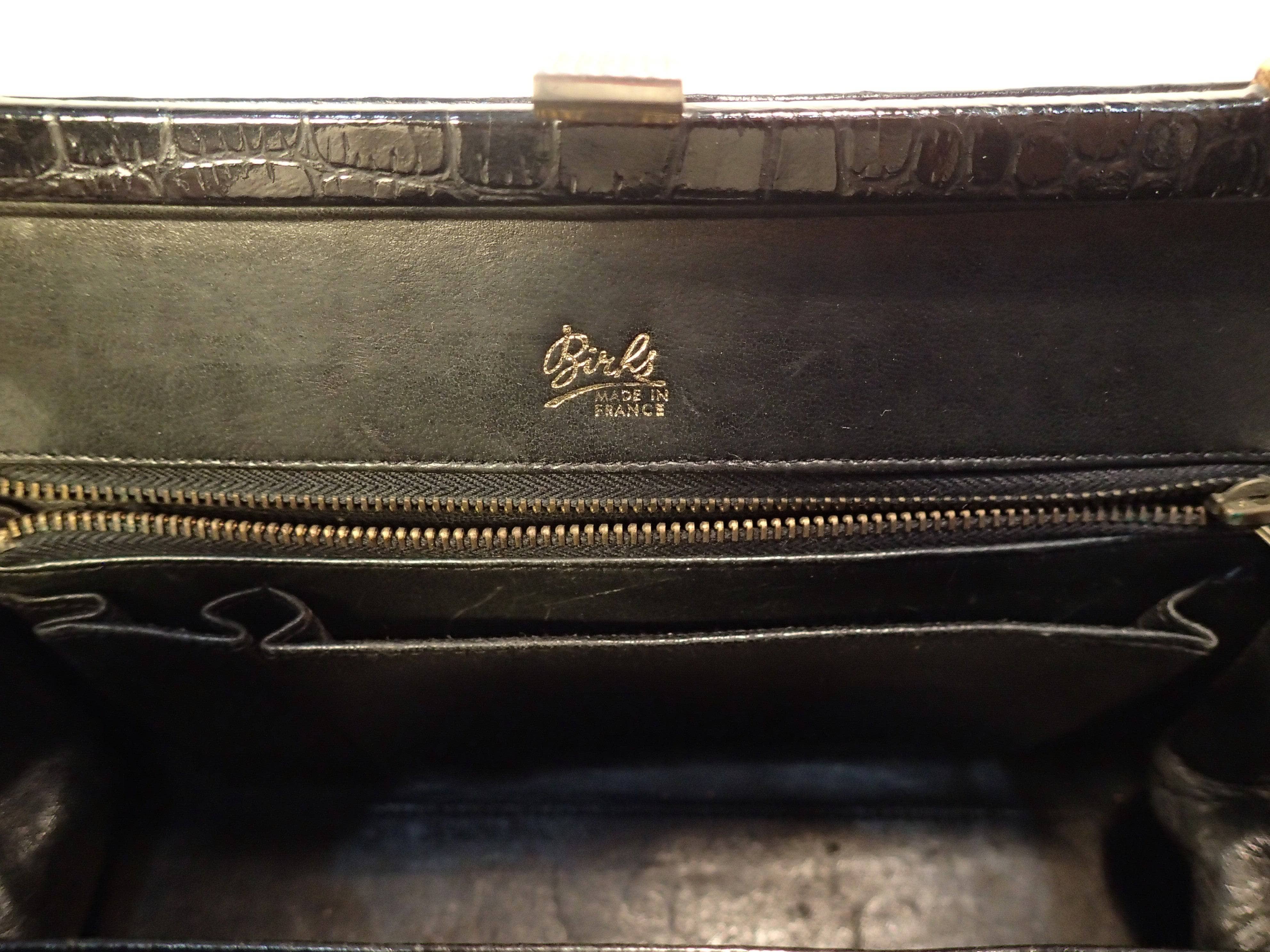 1950s Birls de Paris Black Alligator Leather Handbag - Image 4