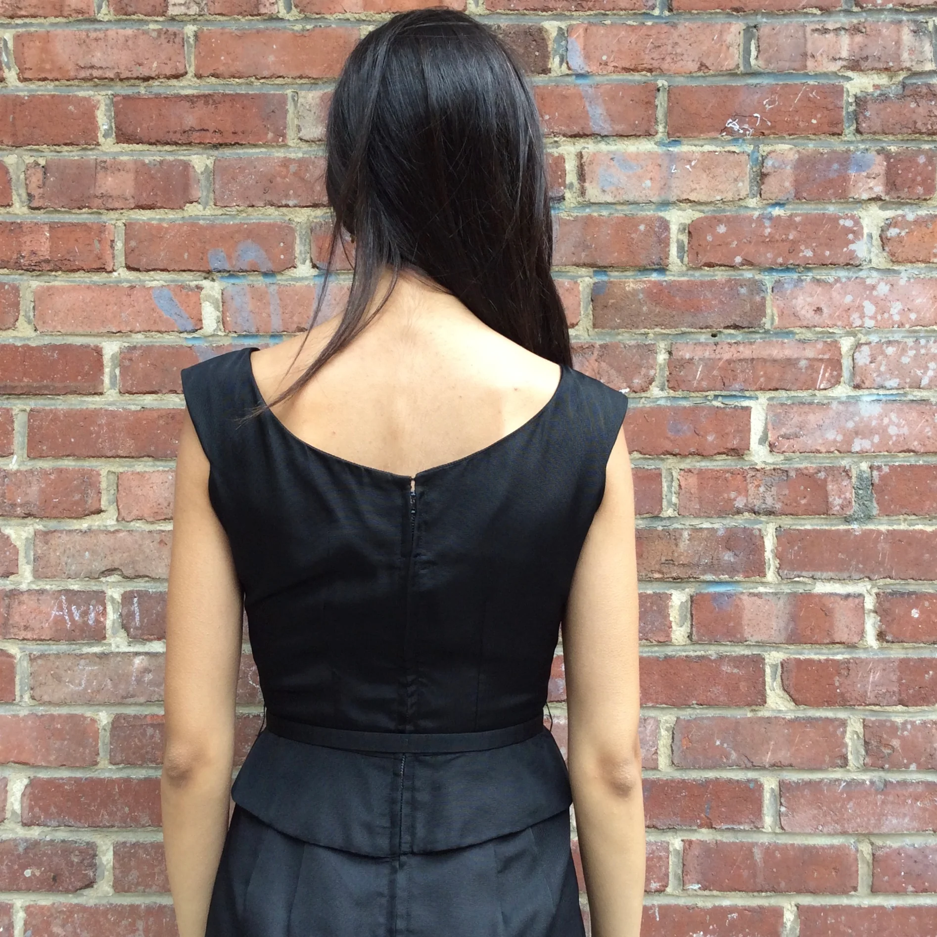 1950s Black Dress With Peplum Extra-Small/Small - Image 6