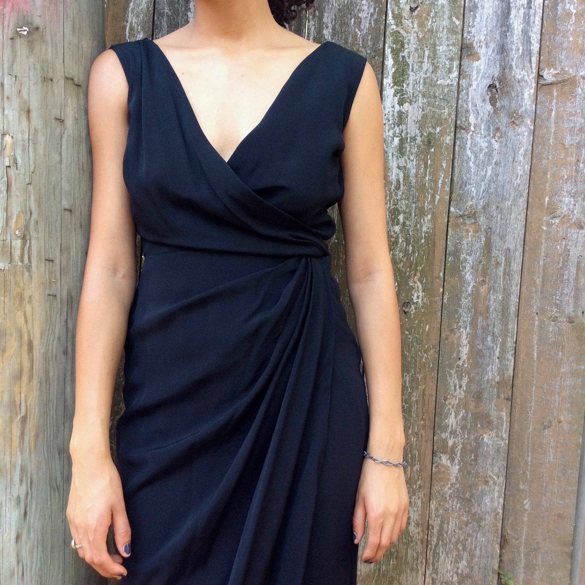 1950s Draped Black Maxi Sleeveless Gown Small - Image 3