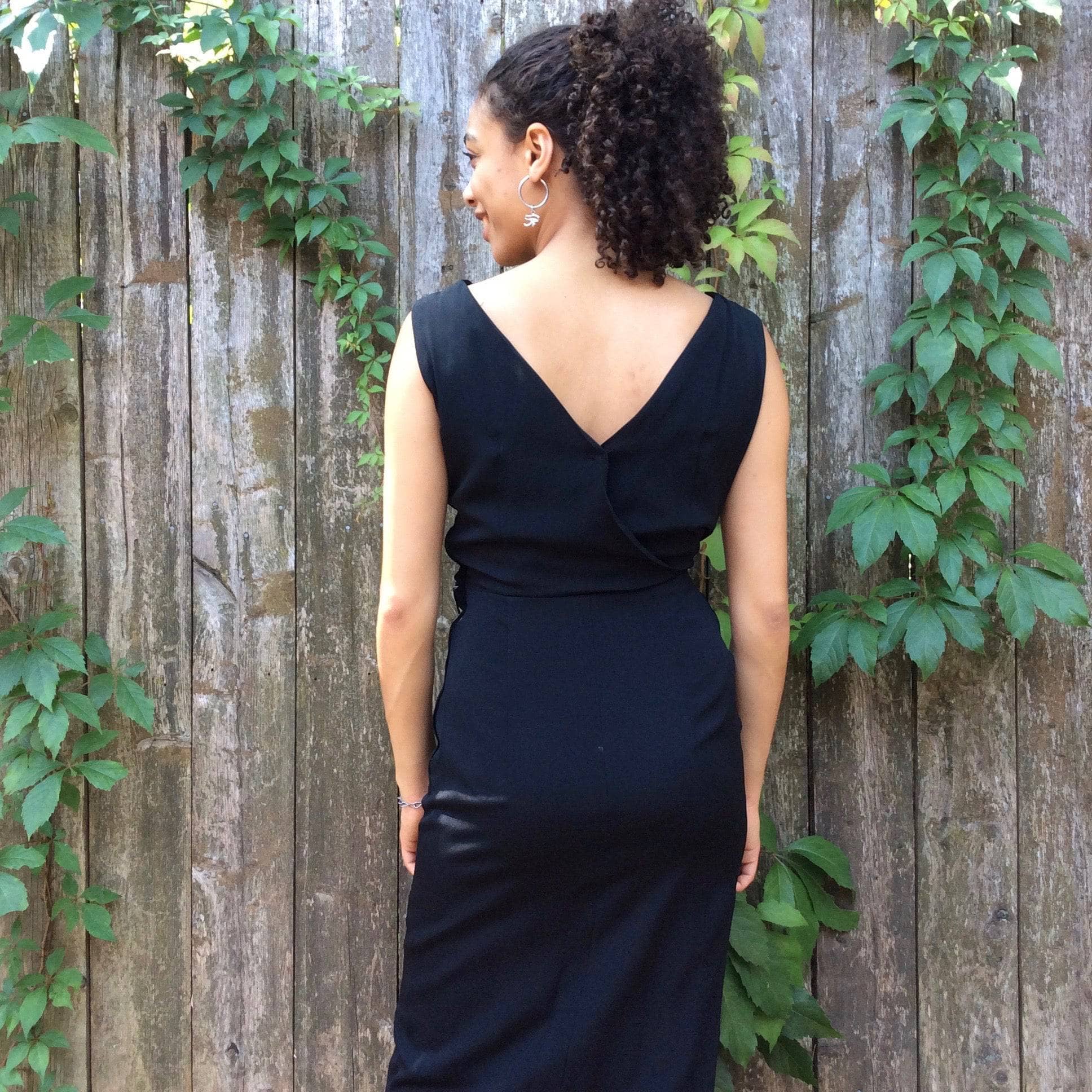 1950s Draped Black Maxi Sleeveless Gown Small - Image 4