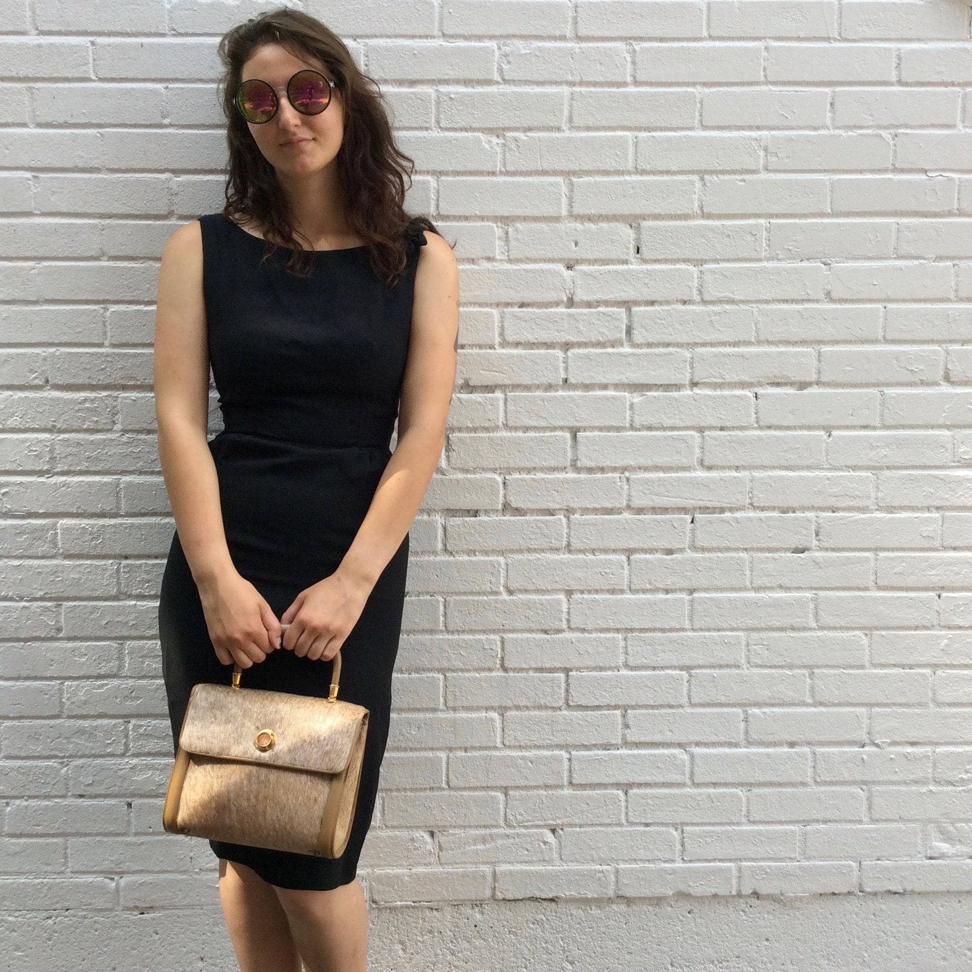 1950s Open-Back Black Cocktail Dress Small