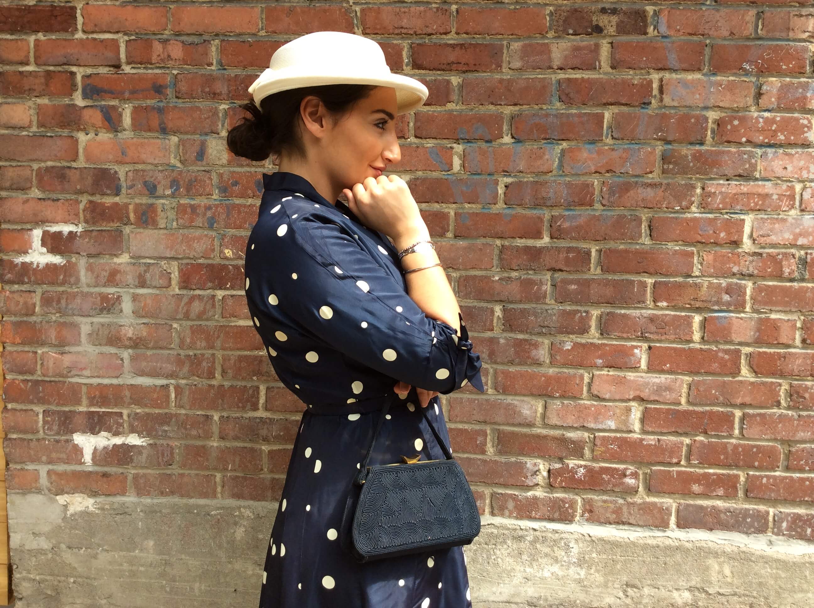 1950s Polka Dot Taffeta Dress Medium - Image 6