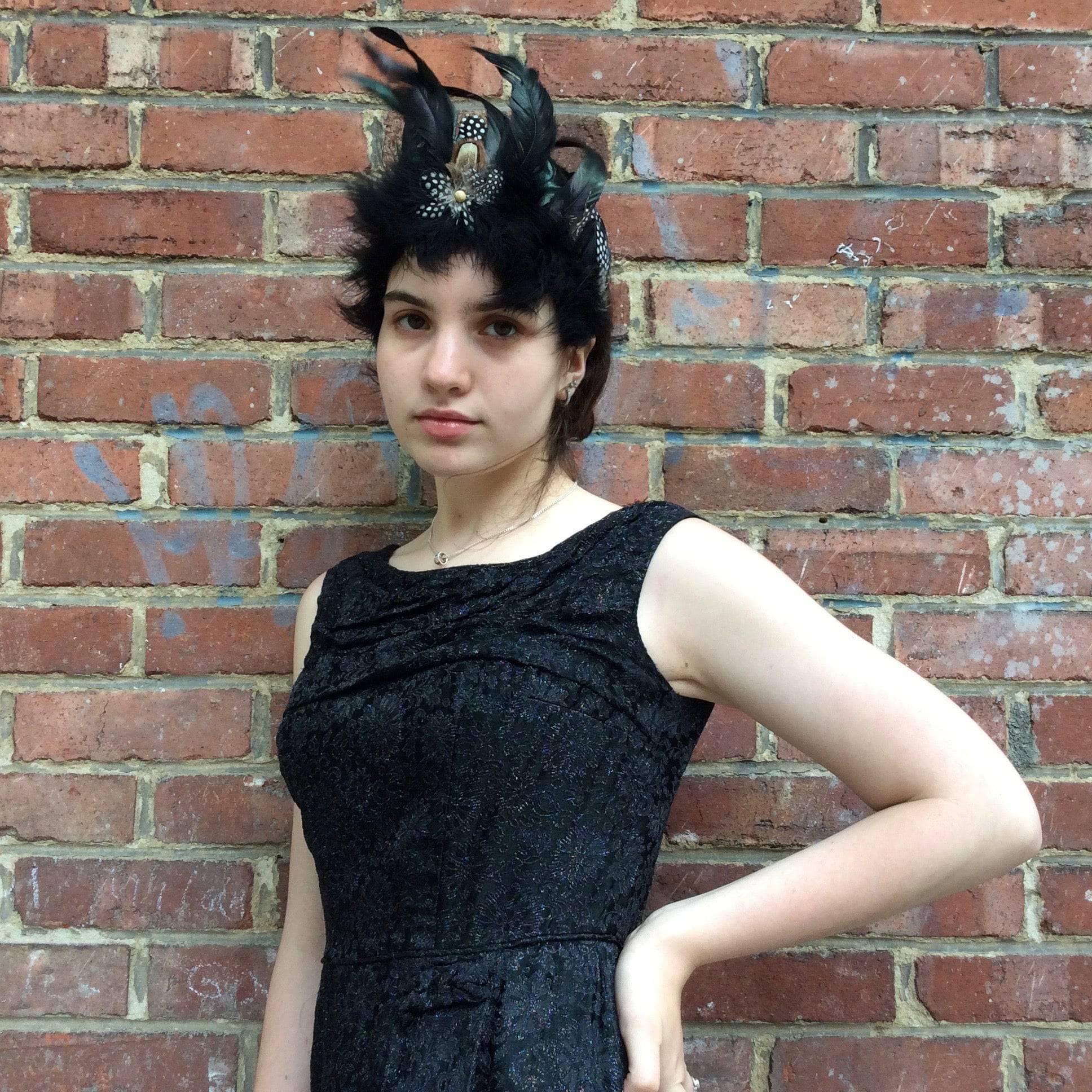1950s Sleeveless Knee-length Black Brocade Dress Small - Image 4