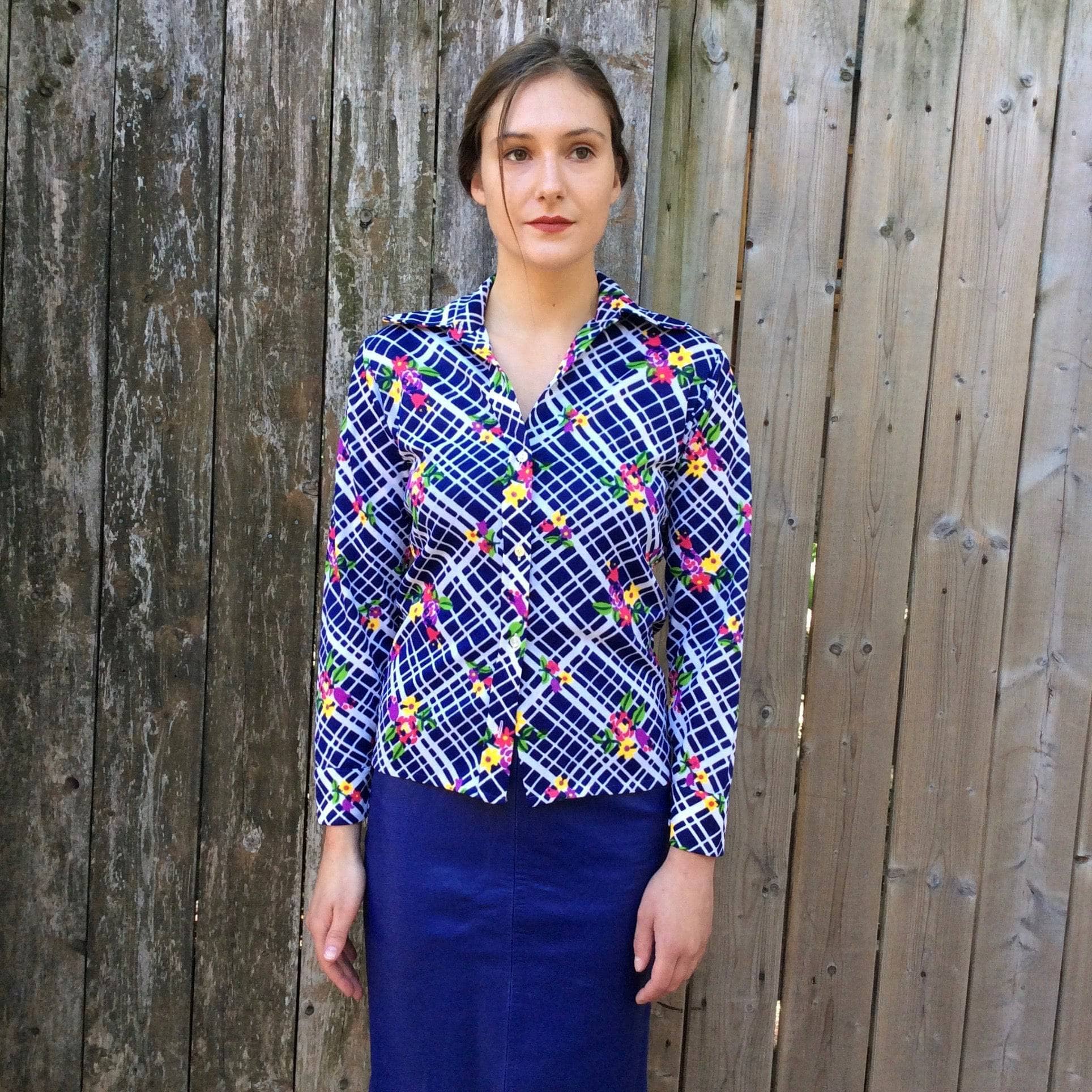 1960s-1970s Bold Print Blouse Small / Medium