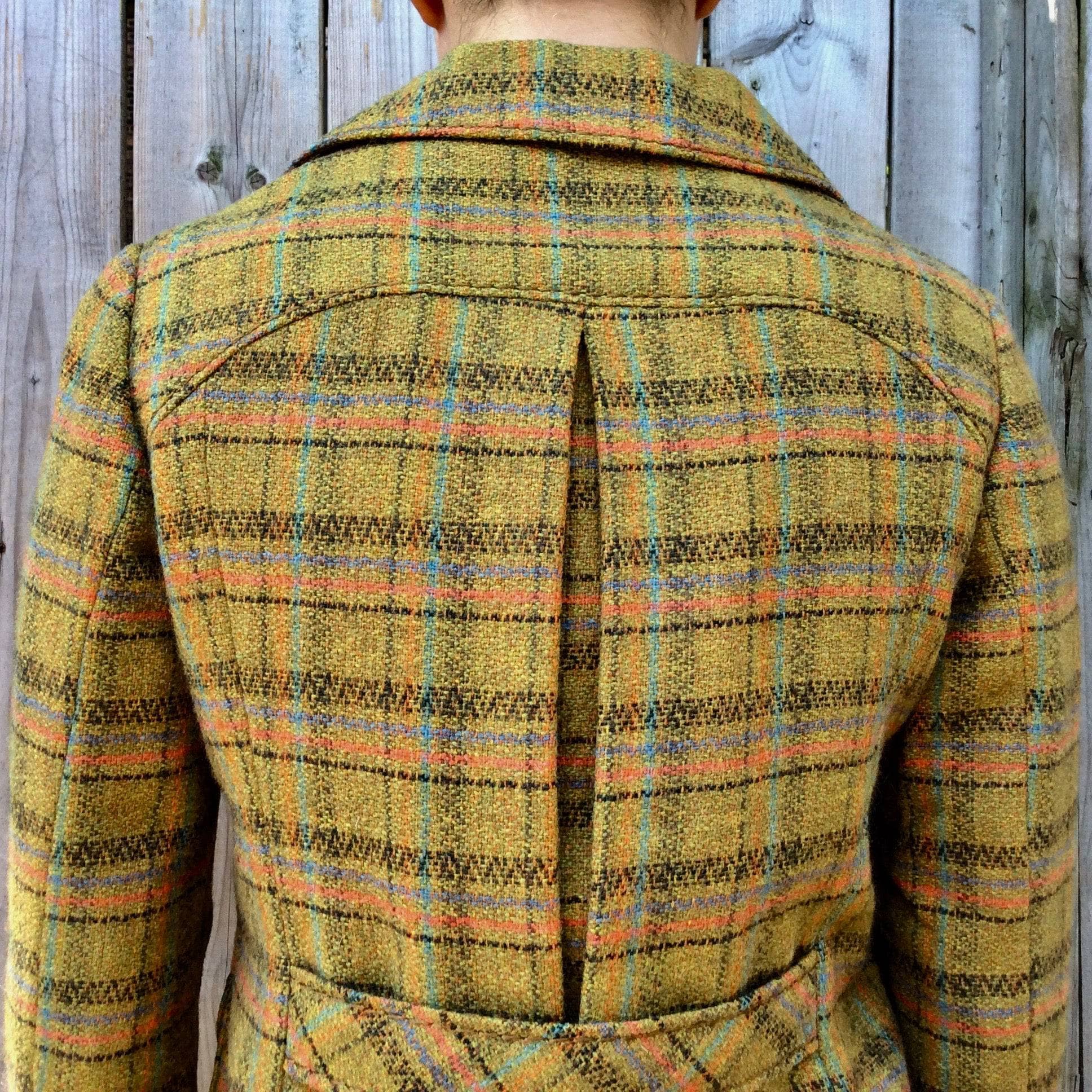  1960s-1970s Fitted Plaid Wool Blazer Small/Medium - Image 5