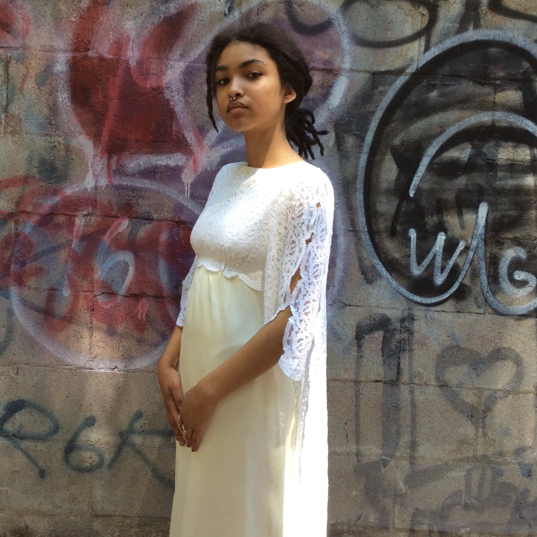 1960s-1970s Ivory Wedding Gown with Train Extra Small - Image 5