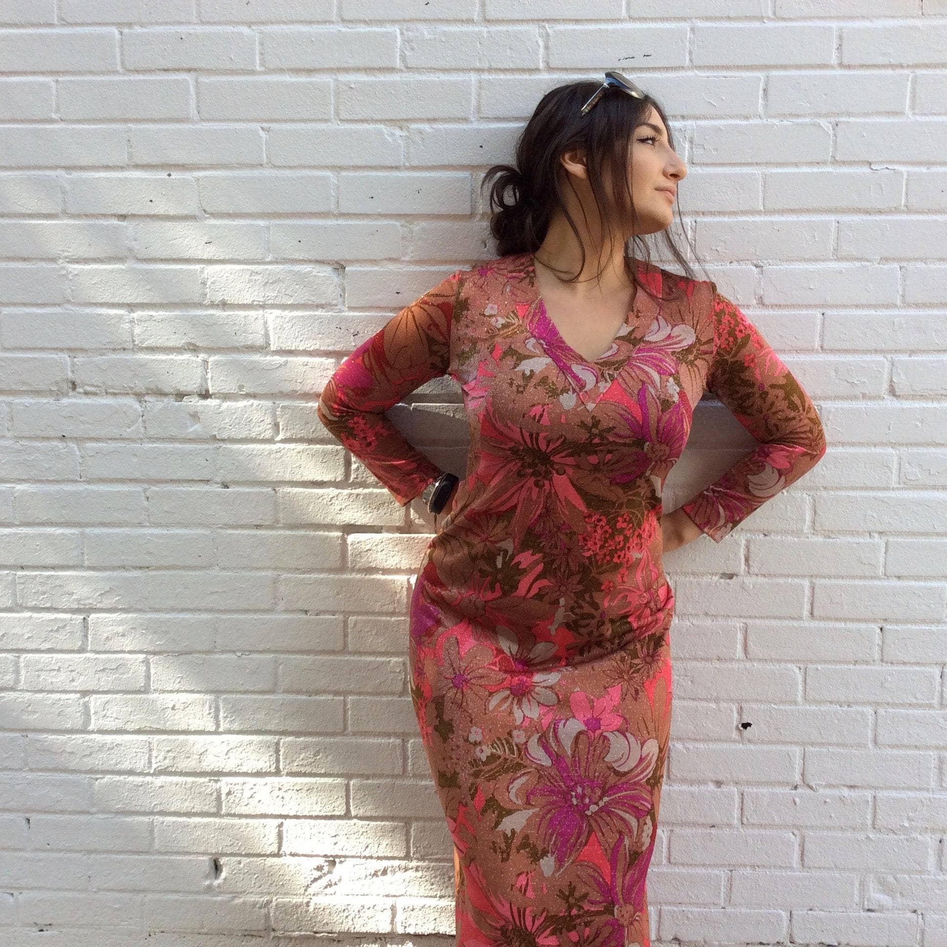 1960s-1970s Long Sleeve Boho Chic Maxi Dress Medium - Image 4