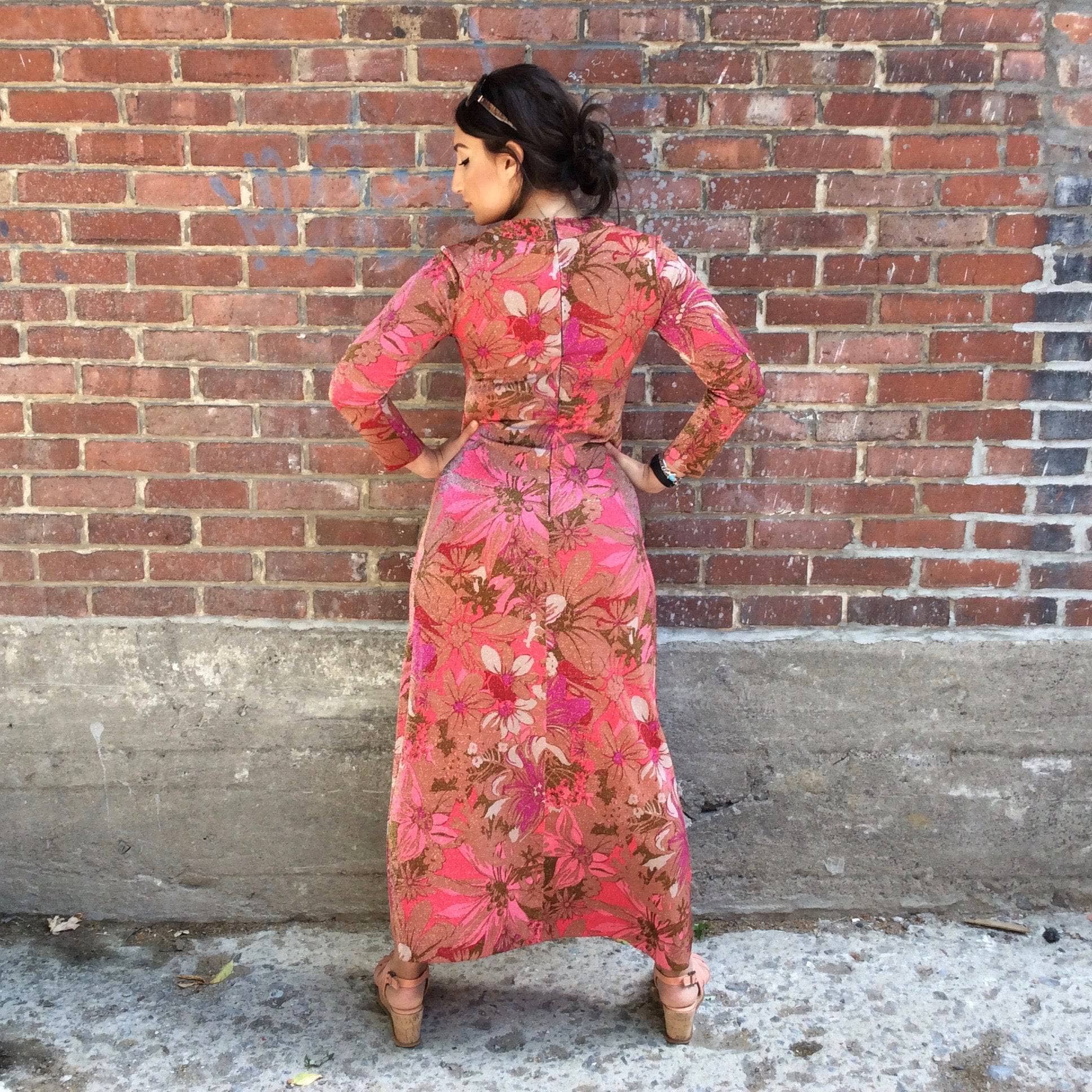 1960s-1970s Long Sleeve Boho Chic Maxi Dress Medium - Image 7
