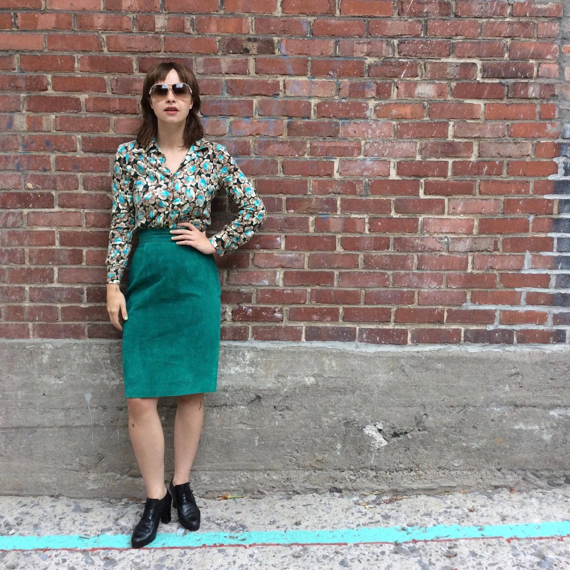 1960s-70s Floral Print Jersey Blouse Medium/Large - Image 3