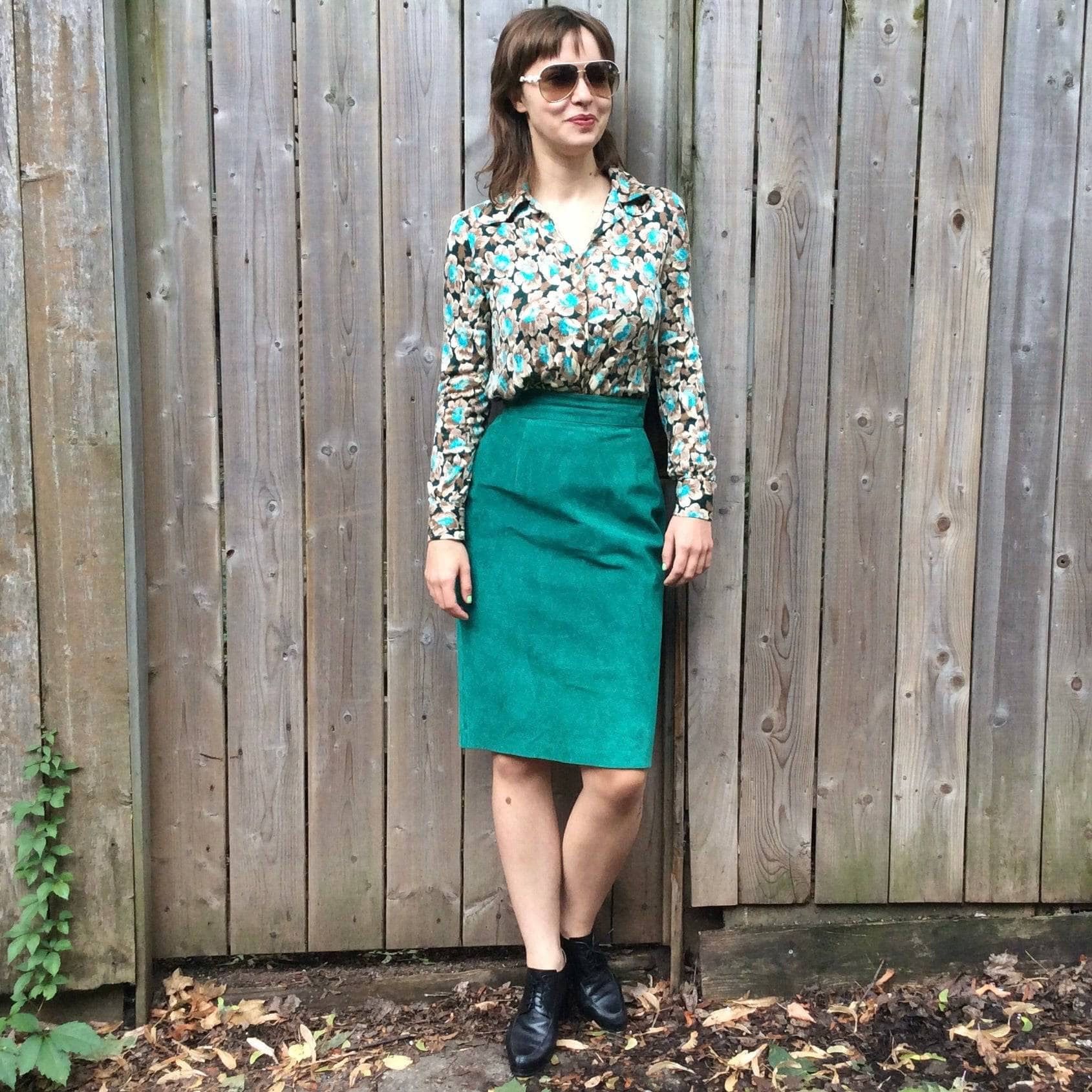 1960s-70s Floral Print Jersey Blouse Medium/Large - Image 5