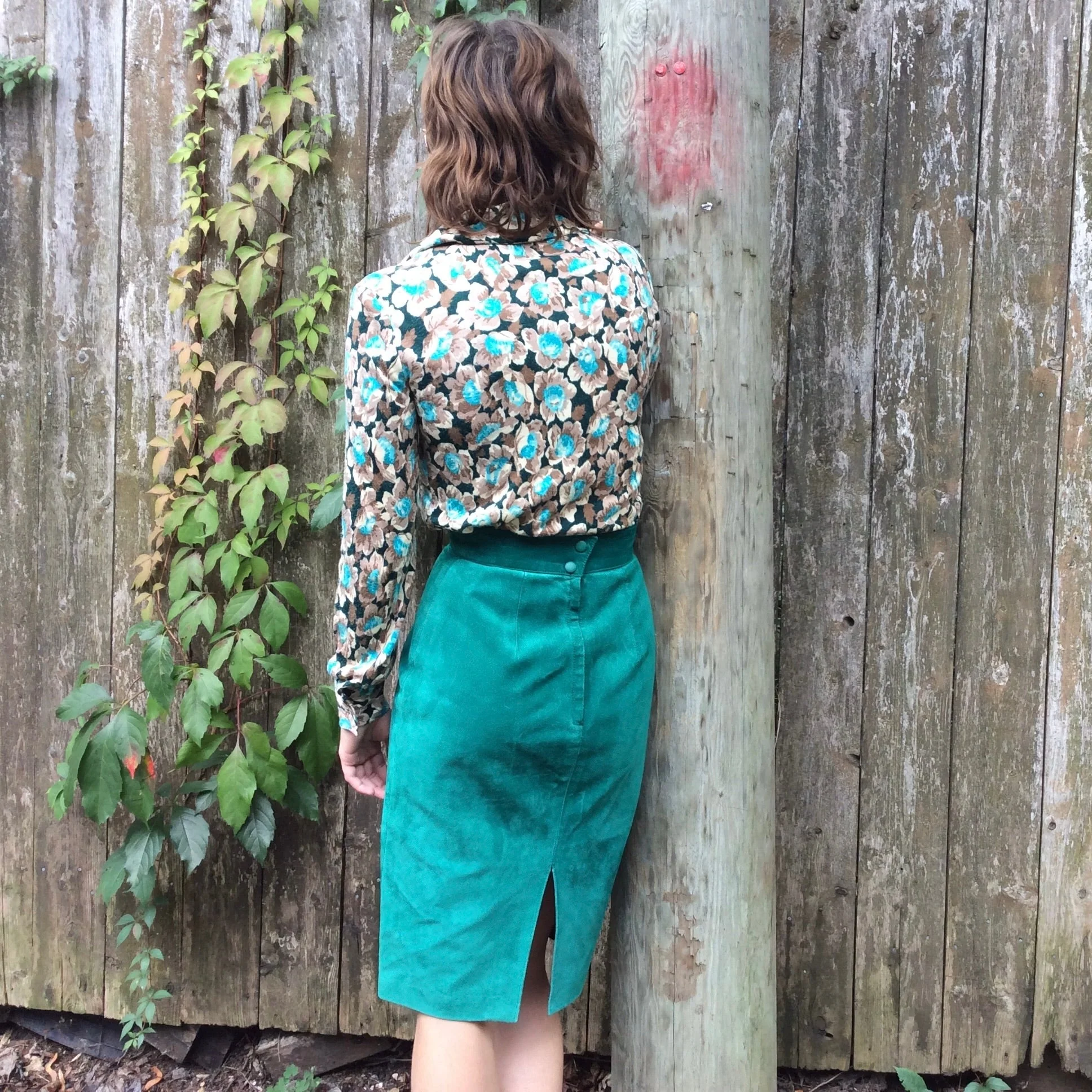 1960s-70s Floral Print Jersey Blouse Medium/Large - Image 6