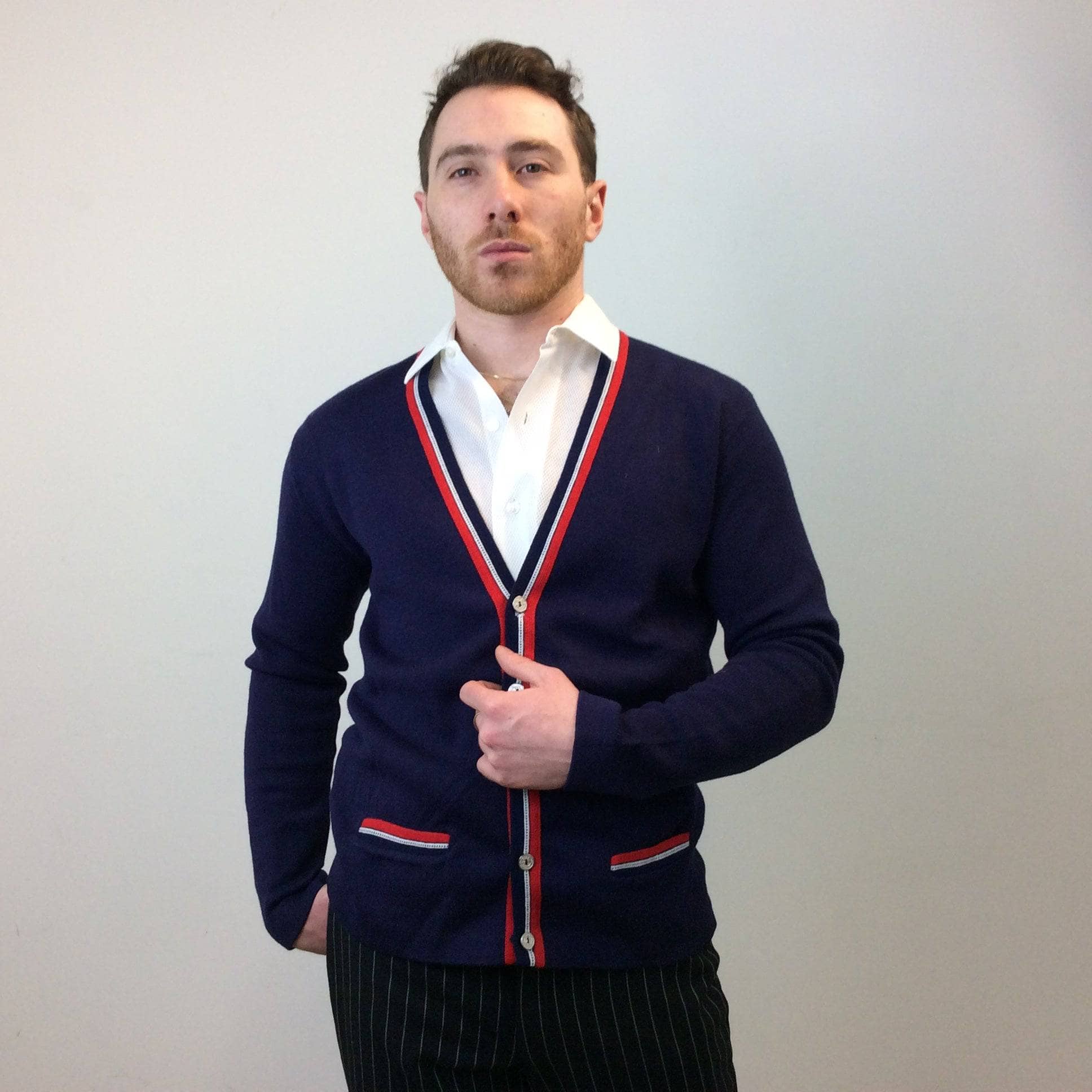 1960s-70s Men's Air France Cardigan Small - Image 5