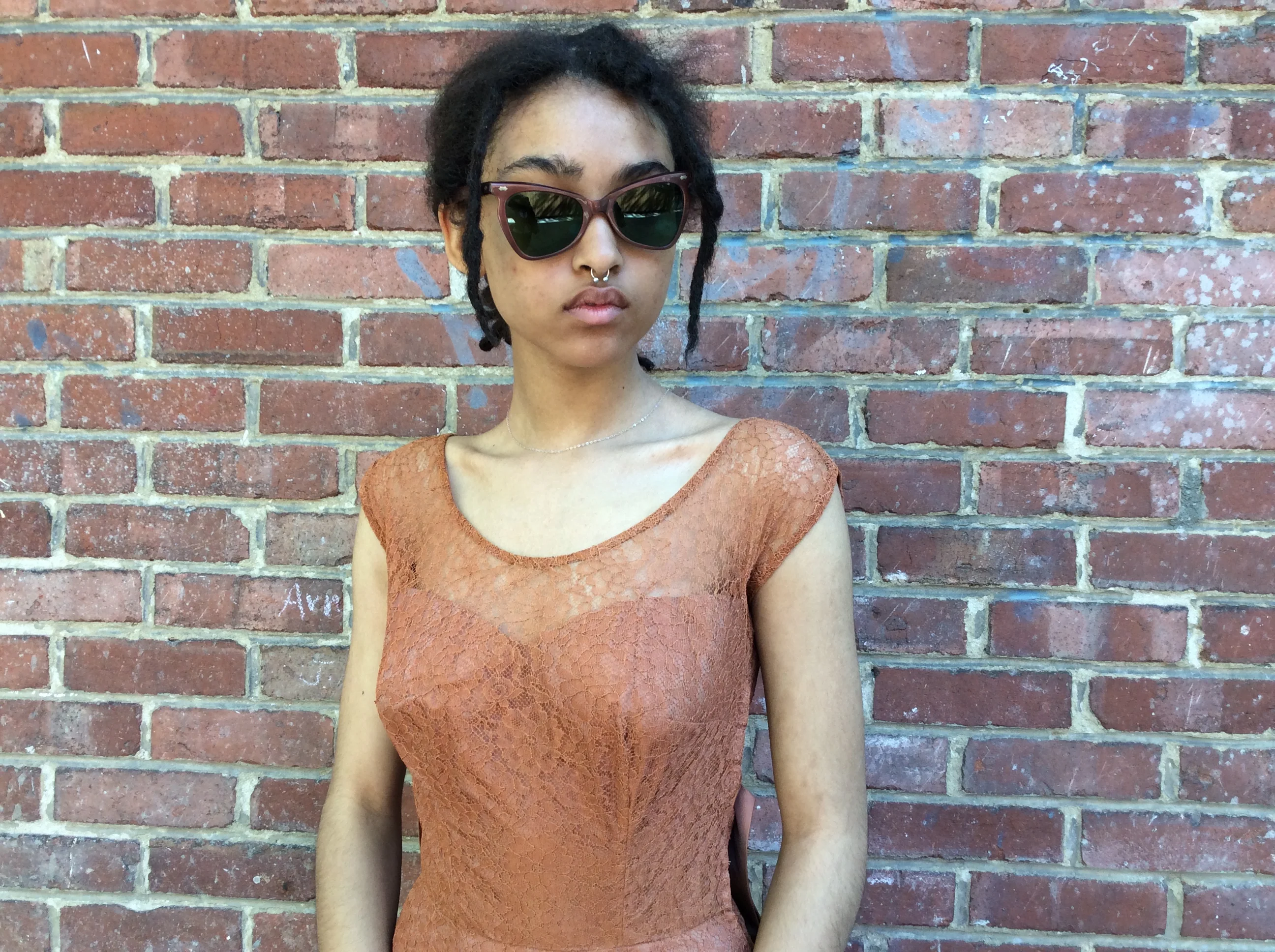 1960s Copper Lace Midi Cocktail Dress Small/Medium - Image 3