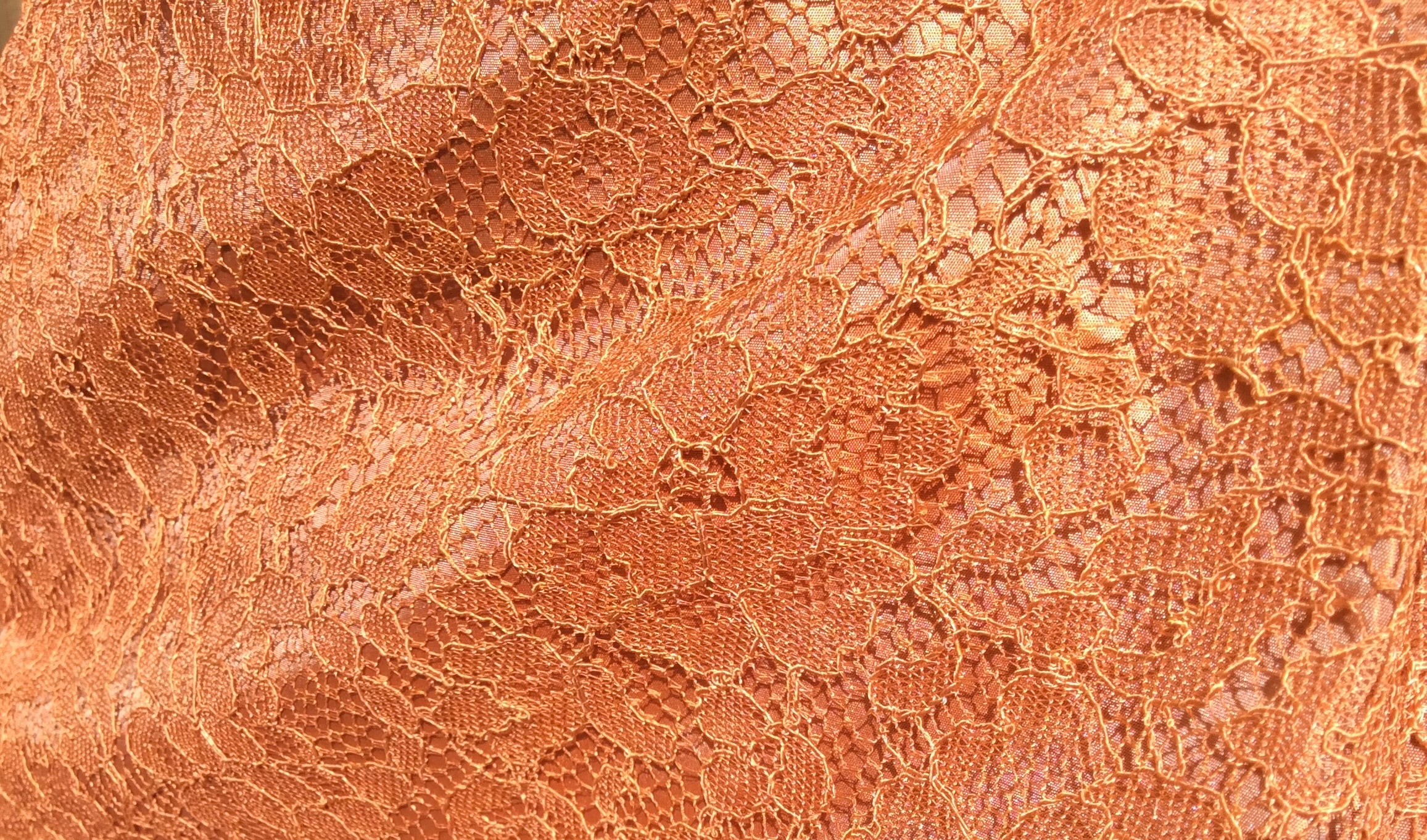 1960s Copper Lace Midi Cocktail Dress Small/Medium - Image 6