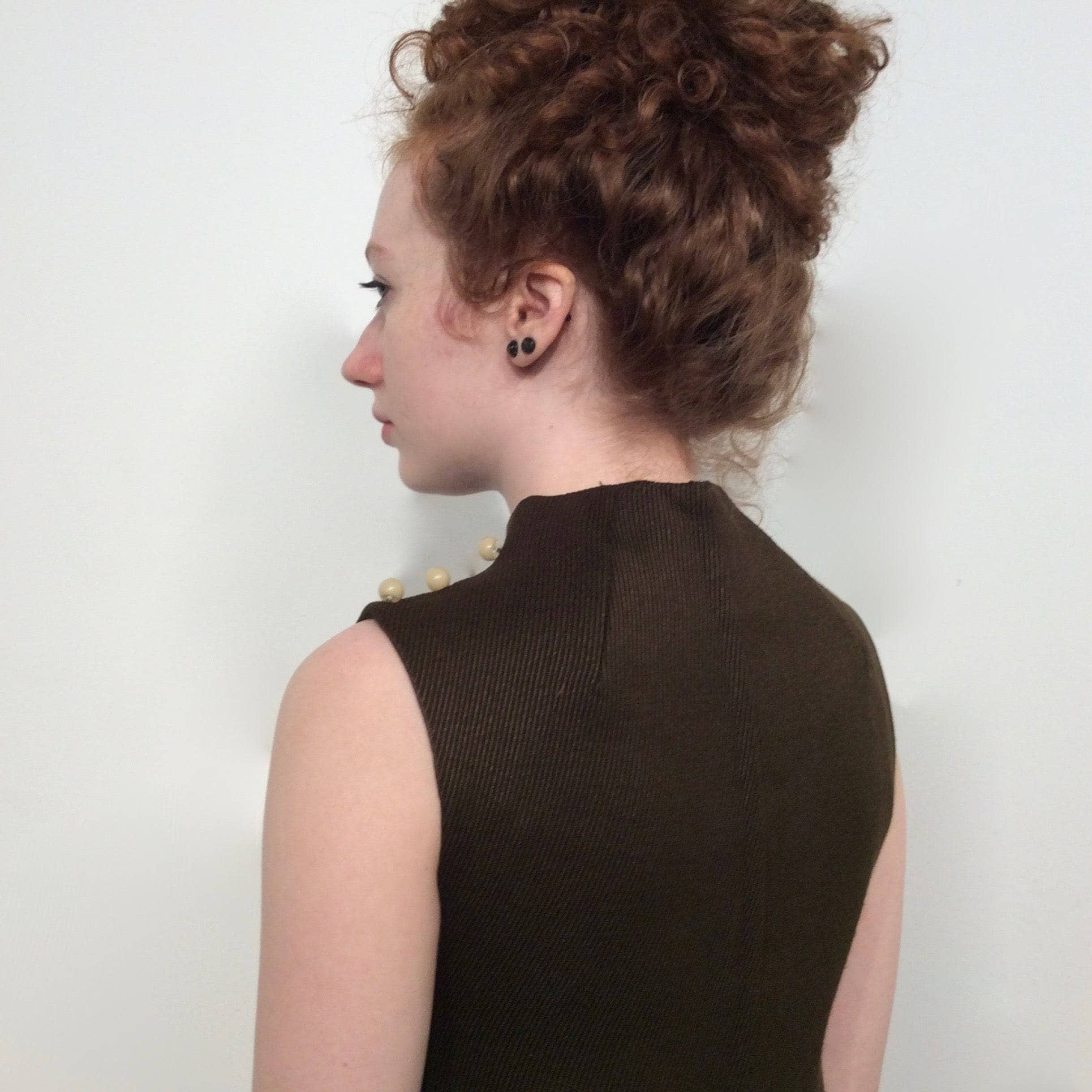 1960s Deadstock Checkered Mini Shift Dress Small - Image 5