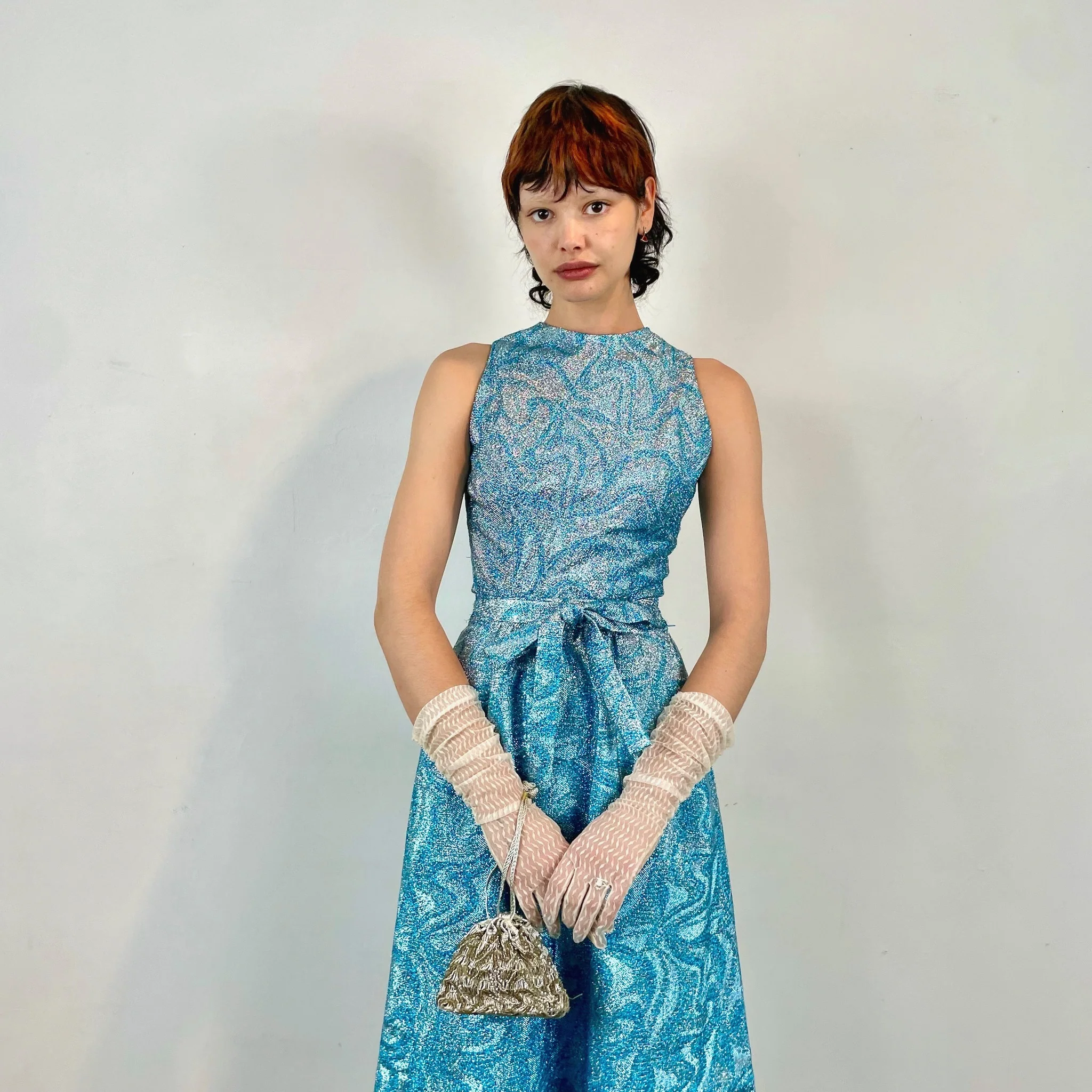 1960s Evening Set Sleeveless Top and Maxi Lamé Skirt Extra Small/Small - Image 3