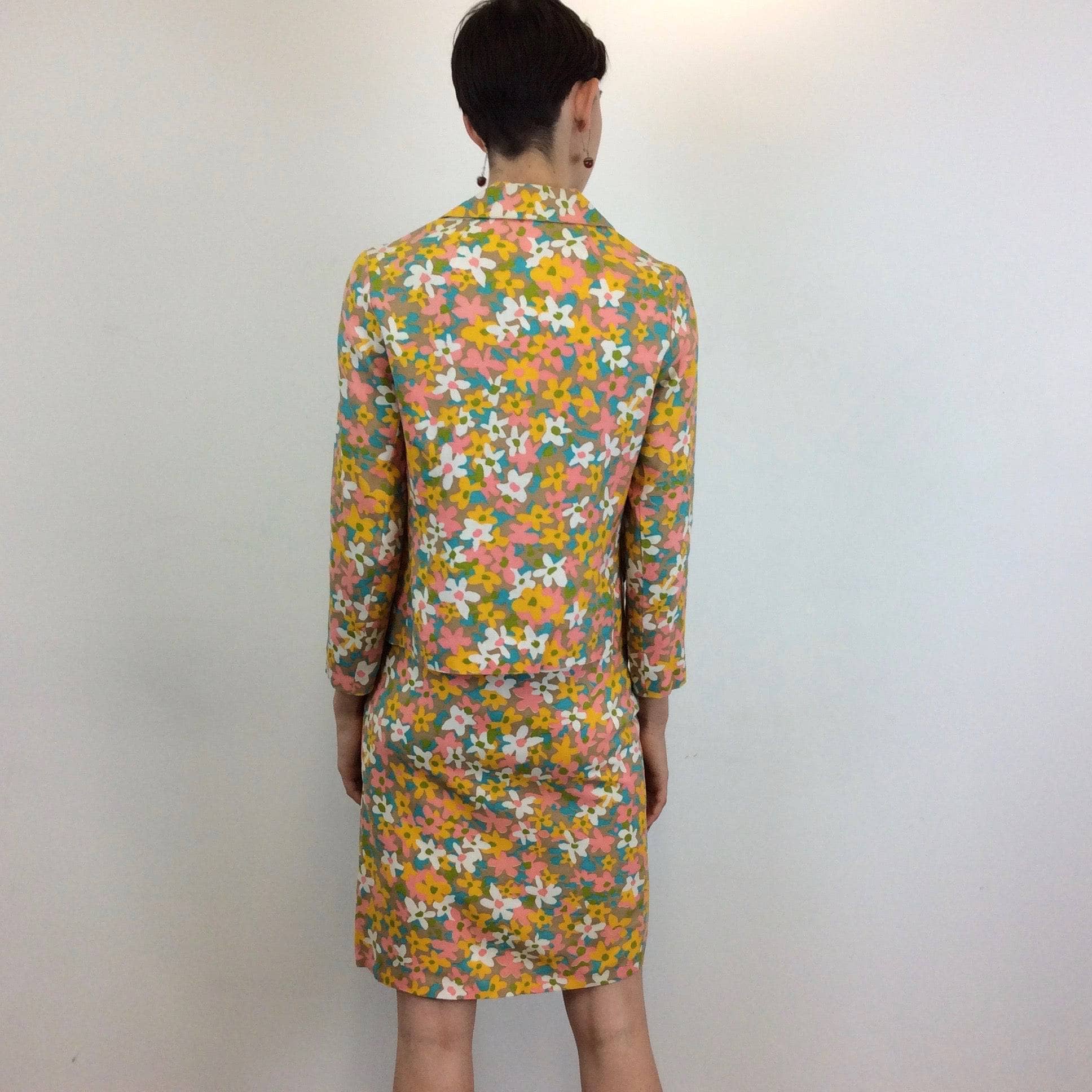 1960s Floral Print Blazer and Skirt Set Extra-Small - Image 4