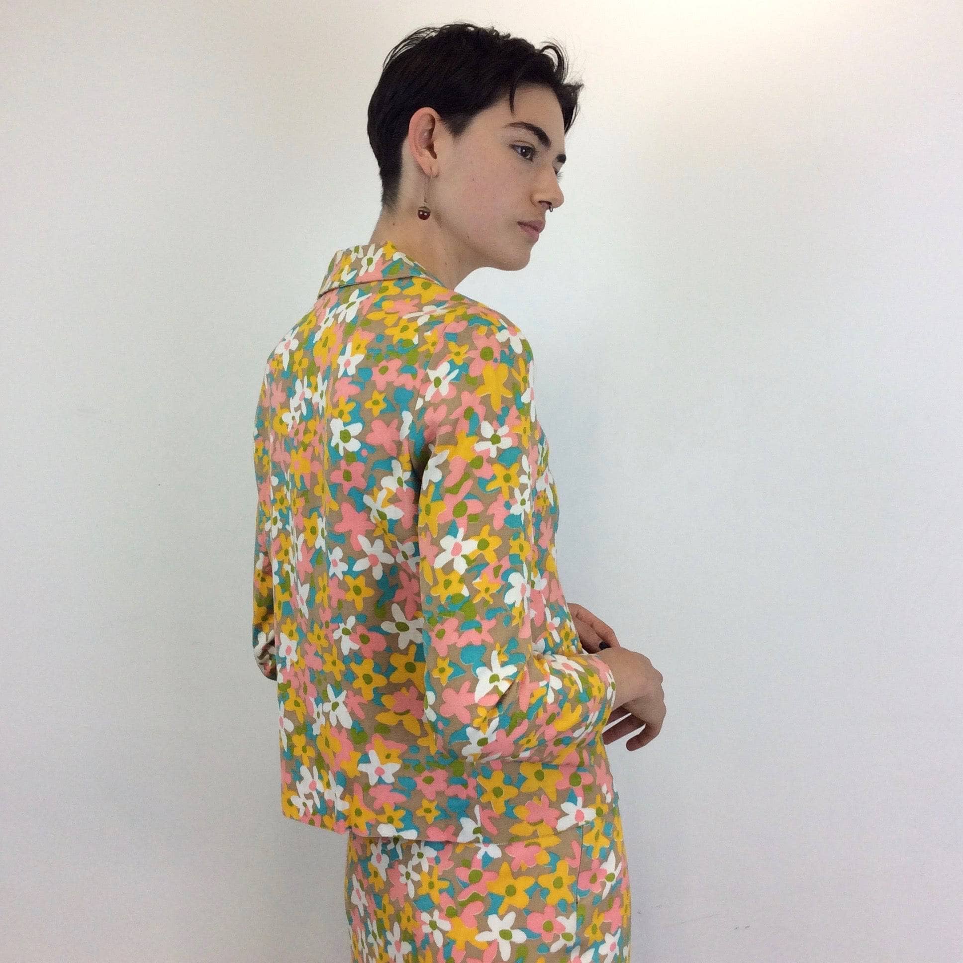 1960s Floral Print Blazer and Skirt Set Extra-Small - Image 5