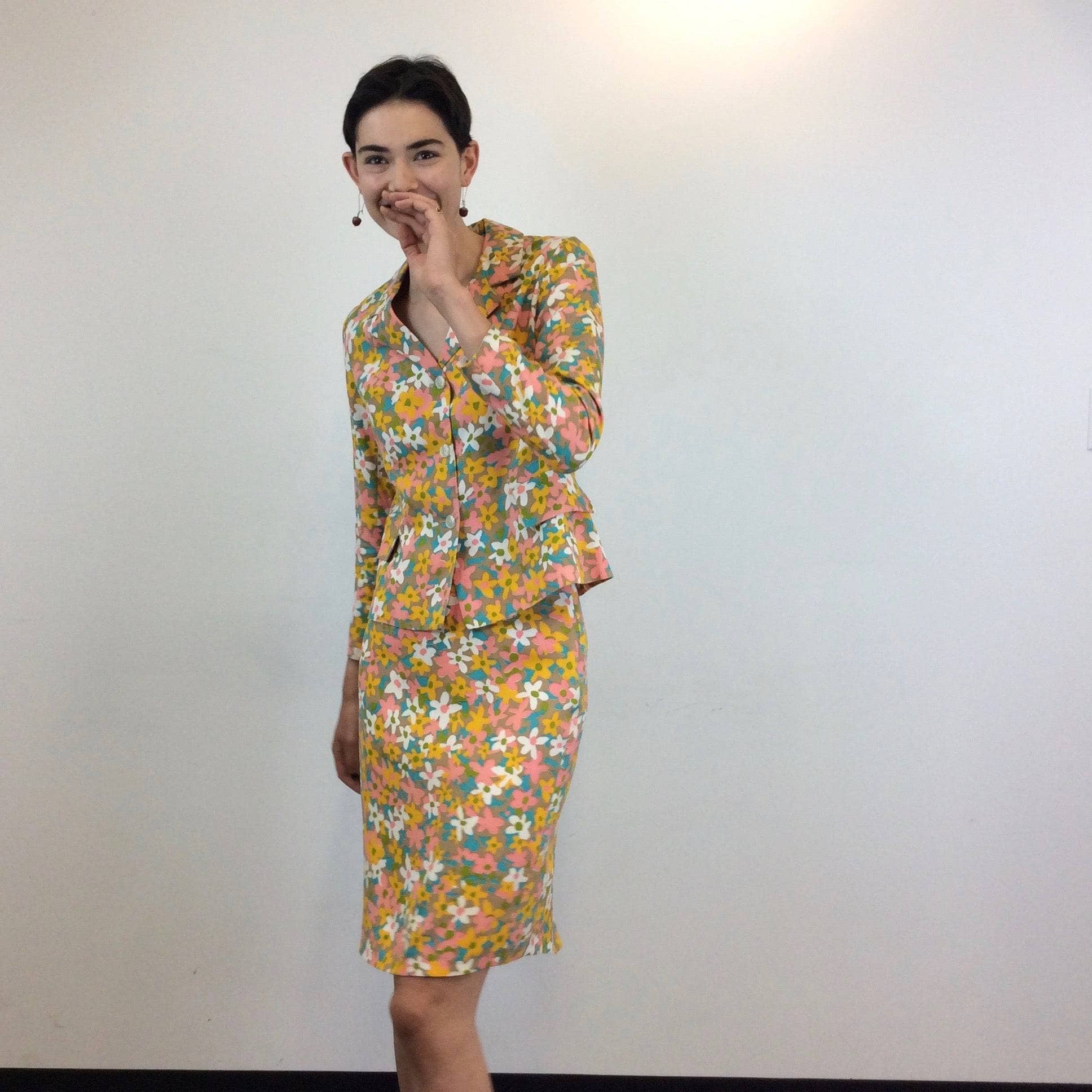 1960s Floral Print Blazer and Skirt Set Extra-Small - Image 6