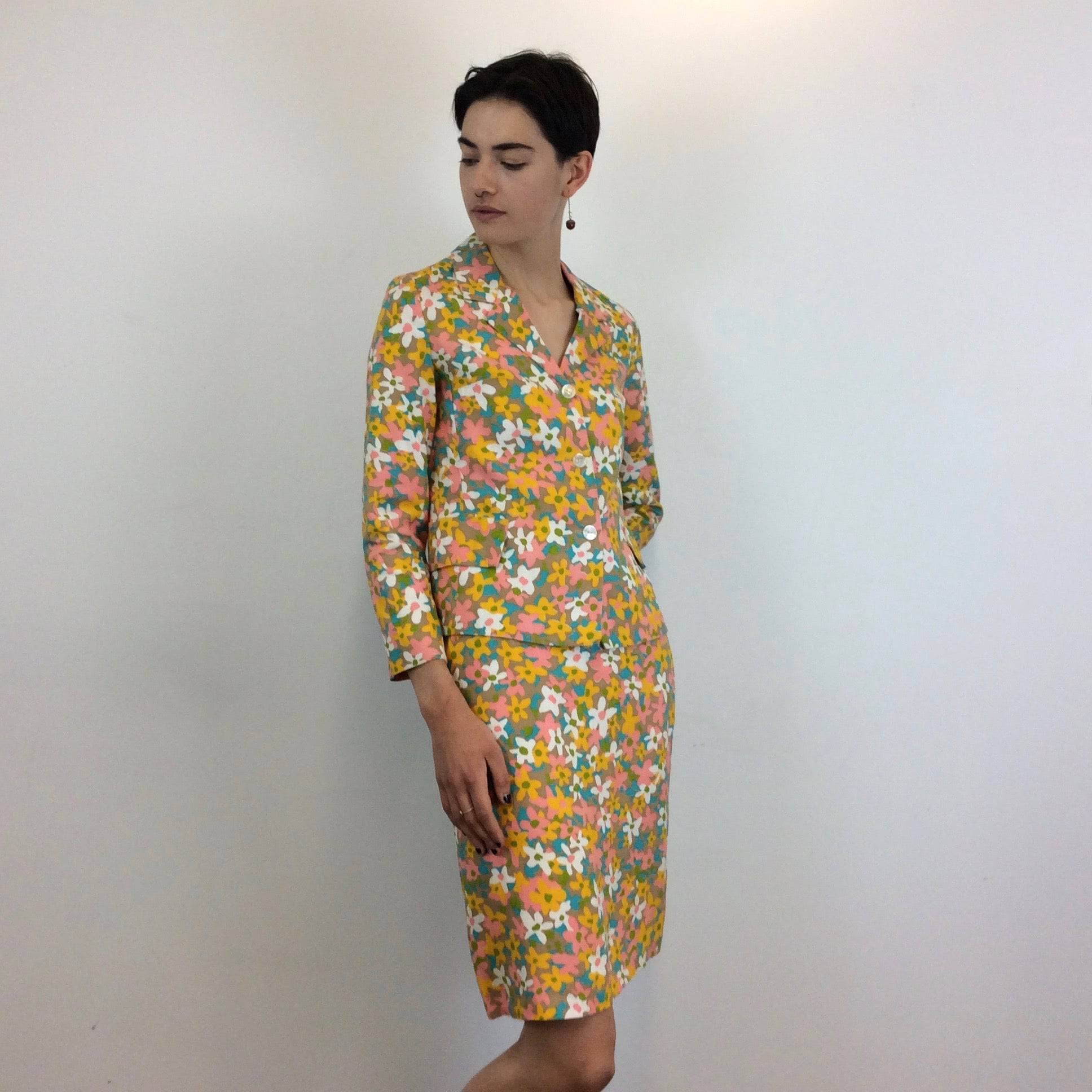 1960s Floral Print Blazer and Skirt Set Extra-Small - Image 8