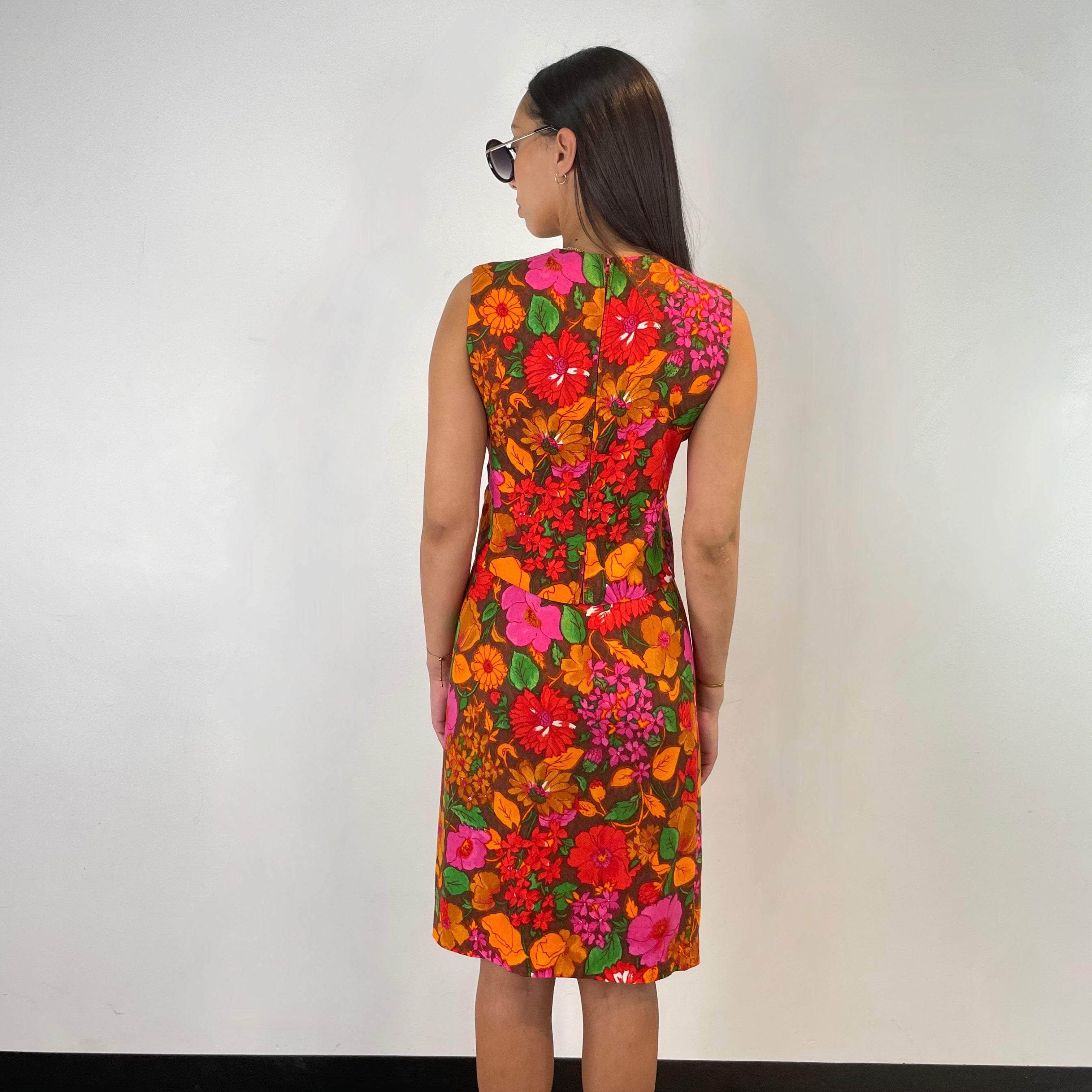 1960s Floral Print Three piece Skirt Set Small - Image 4