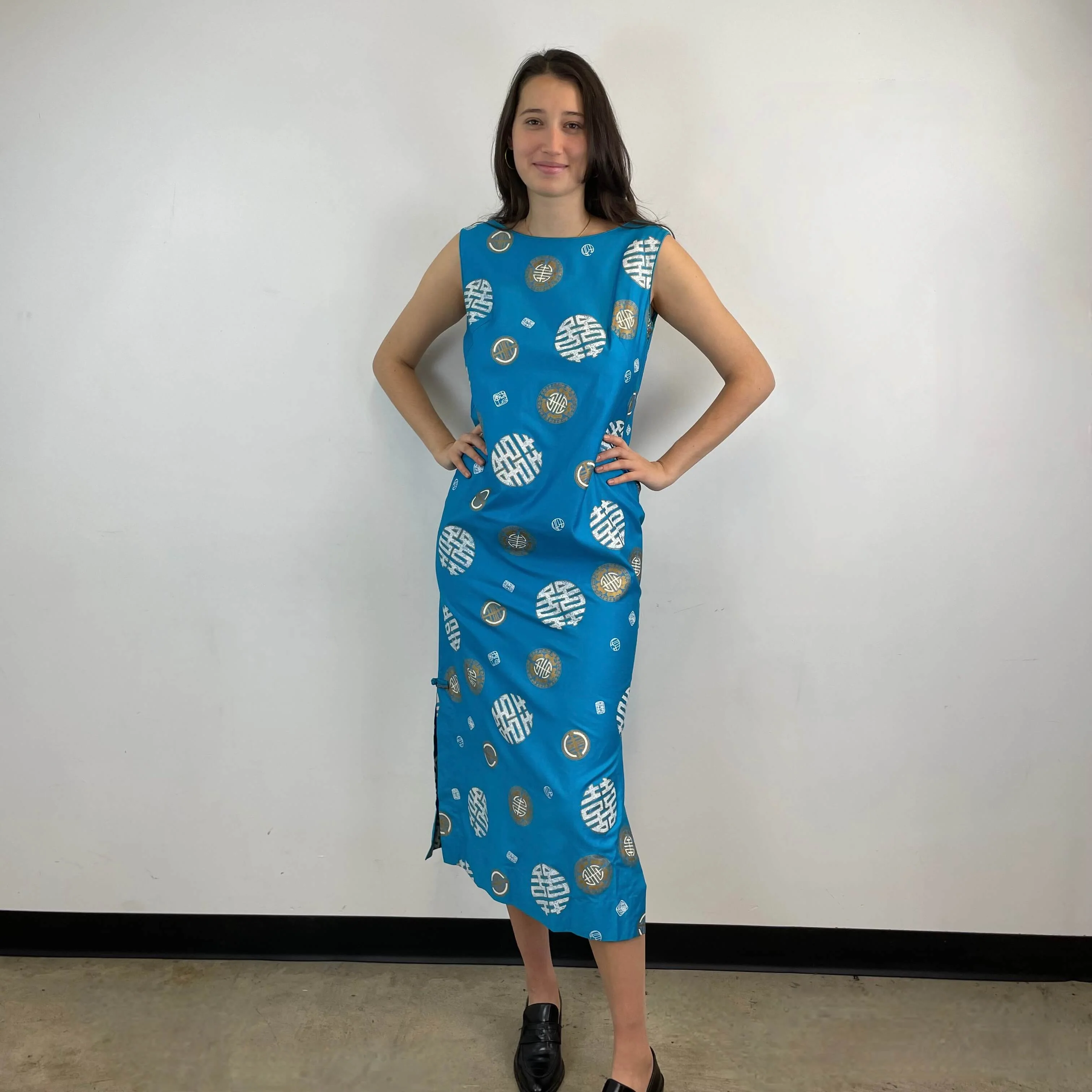 1960s Hawaiian Cotton Maxi Shift Dress Medium