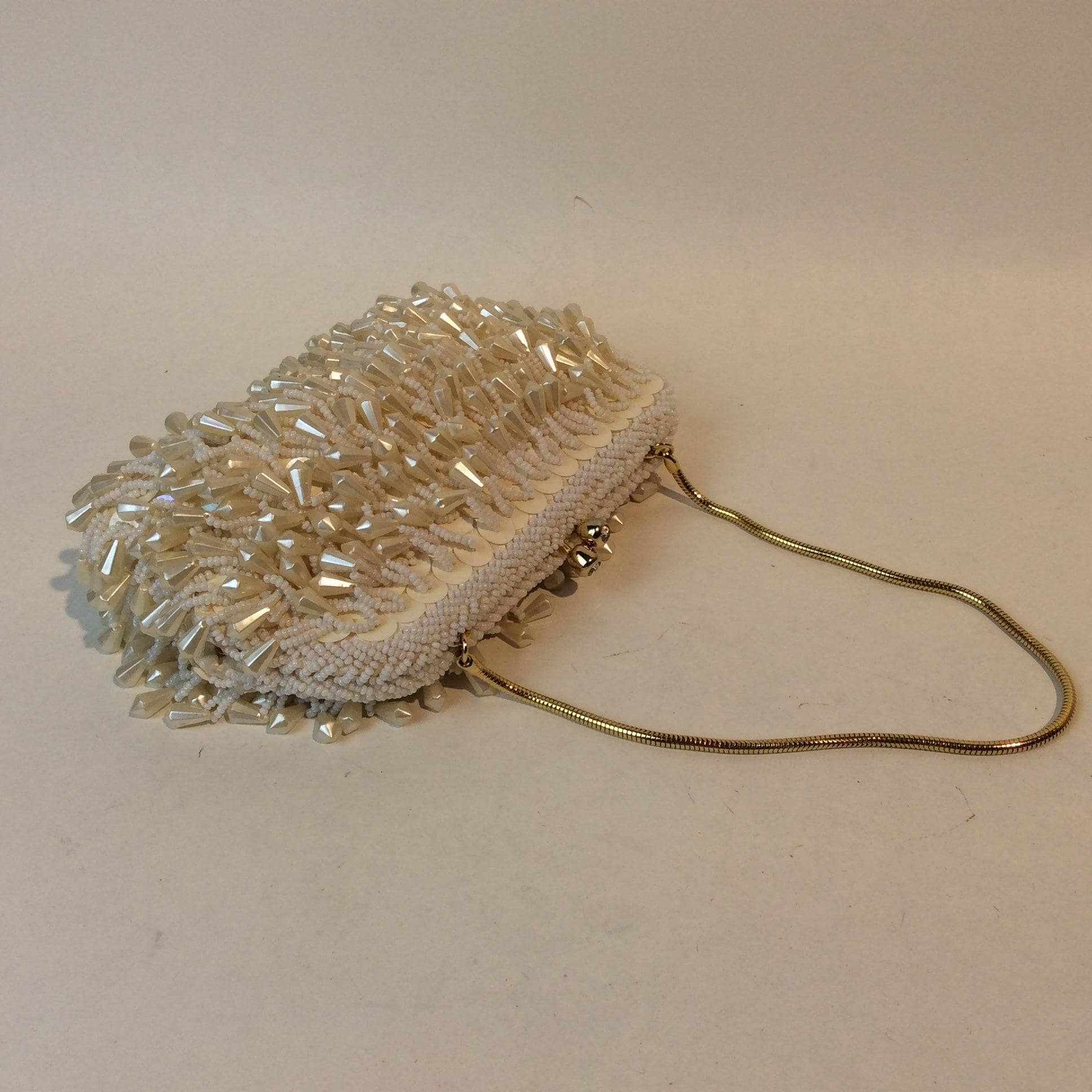 1960's Ivory Bead and Sequin Evening Clutch Bag - Image 3