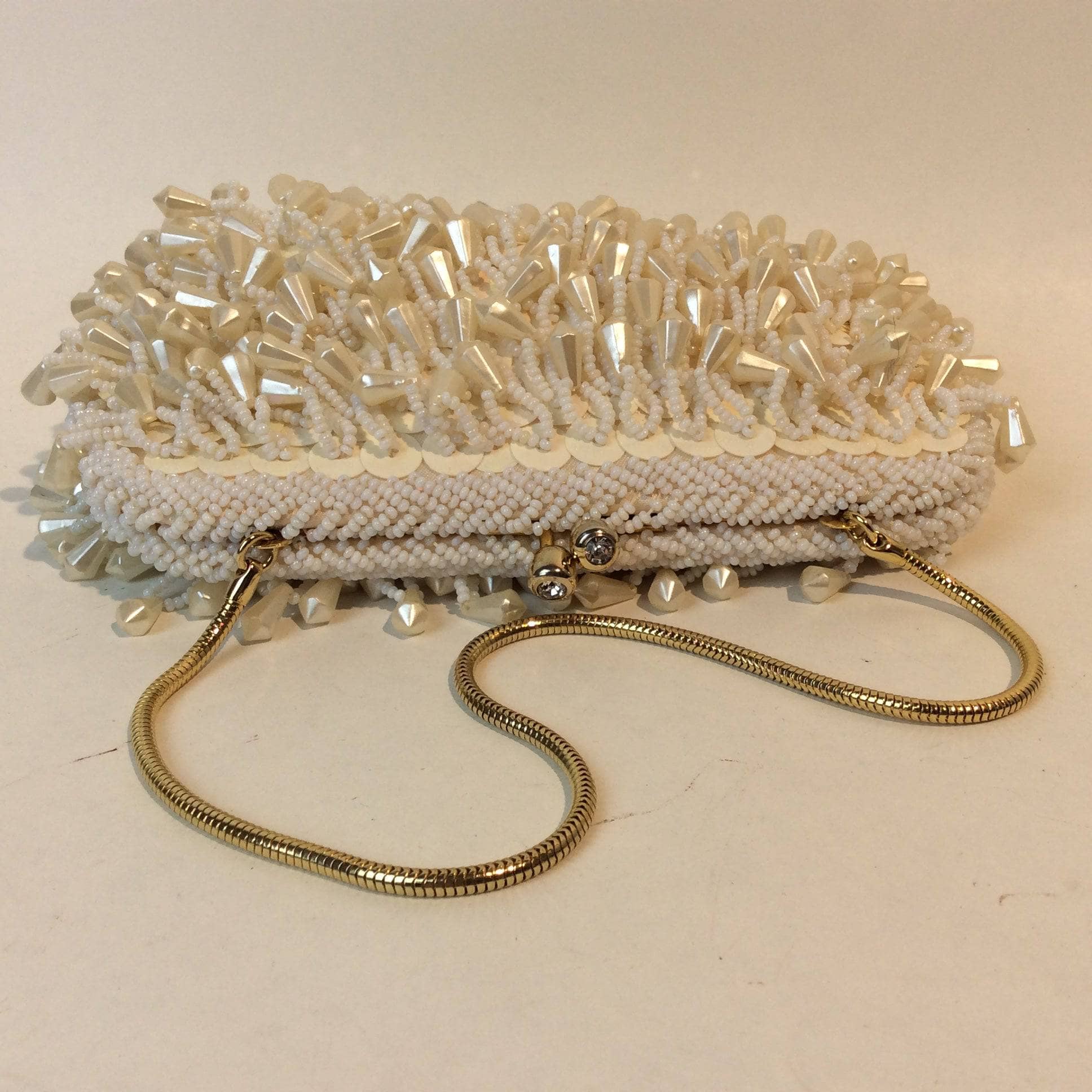 1960's Ivory Bead and Sequin Evening Clutch Bag - Image 4