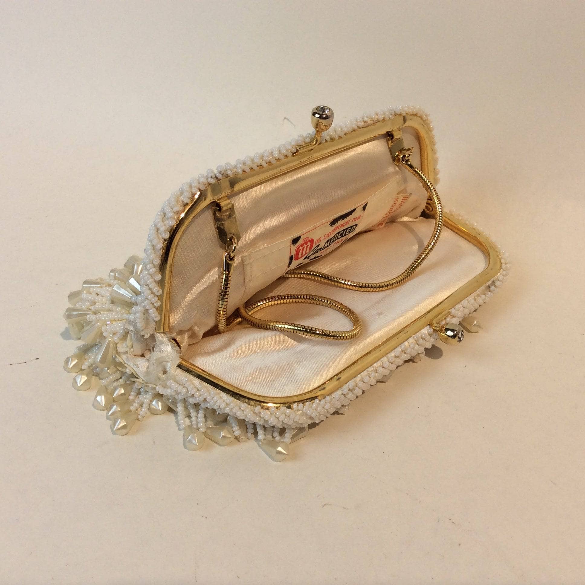 1960's Ivory Bead and Sequin Evening Clutch Bag - Image 7