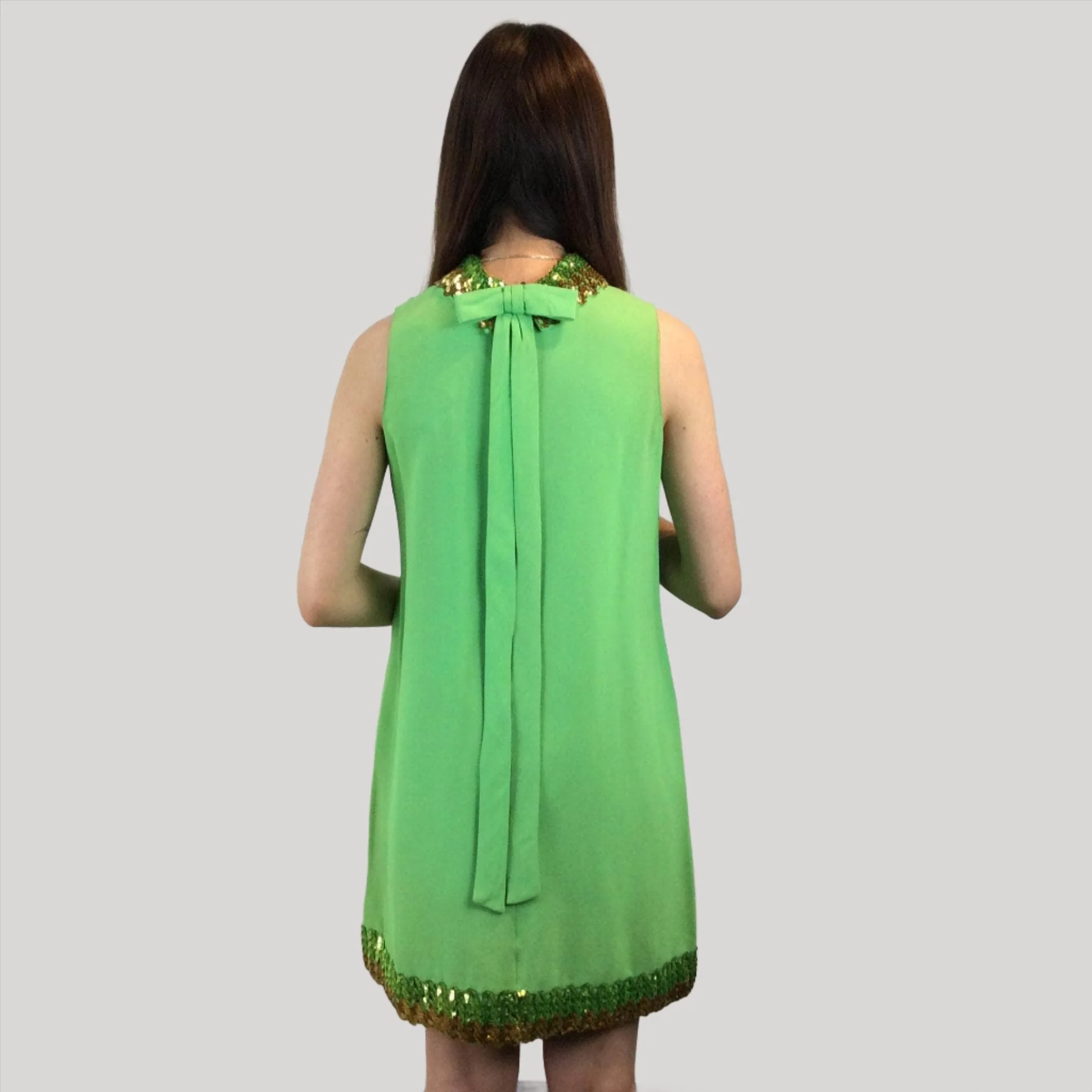 1960s Lime Green Petite Shift Mini Dress Small/Medium - Image 2