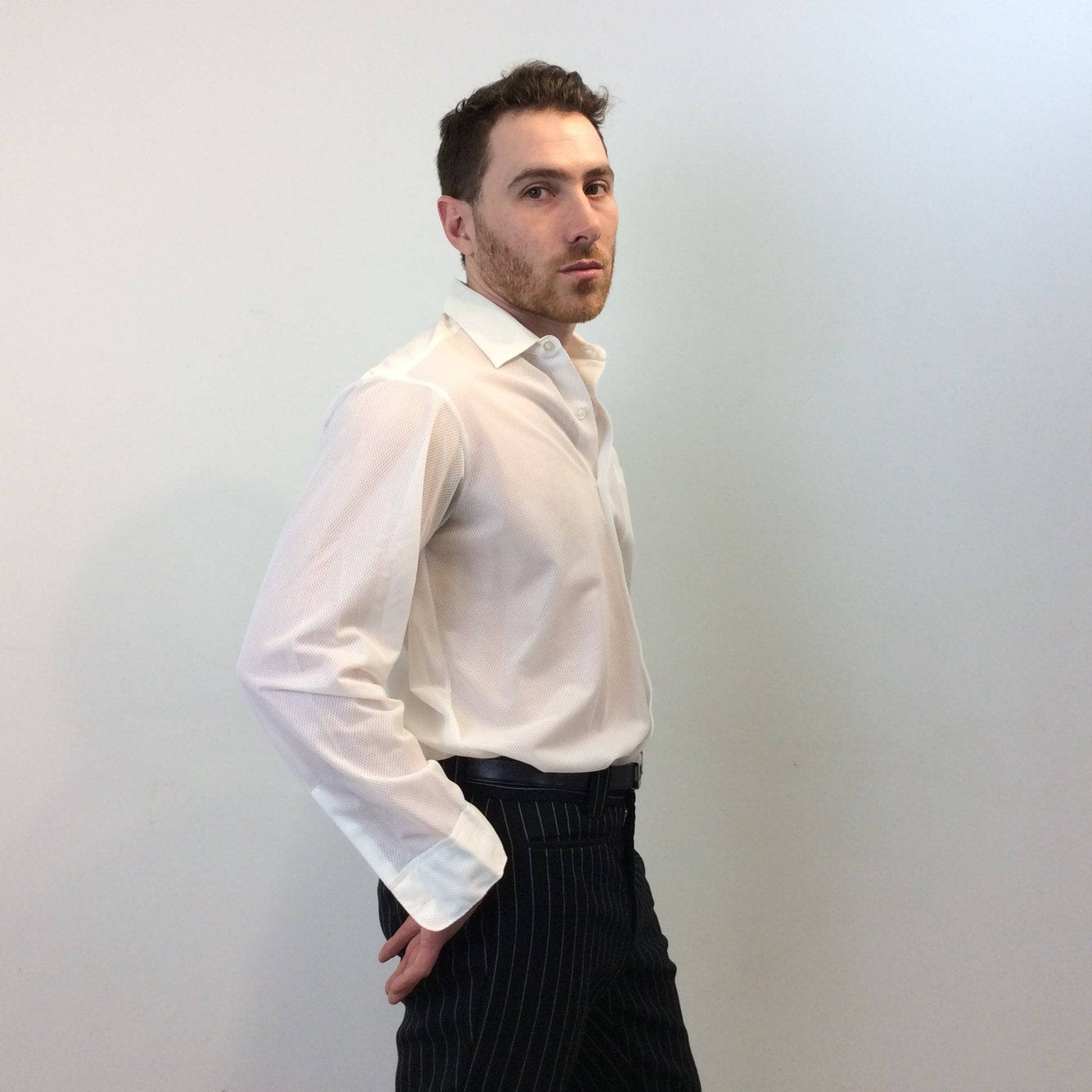 1960s Men's White Mesh-Style Shirt Medium - Image 4