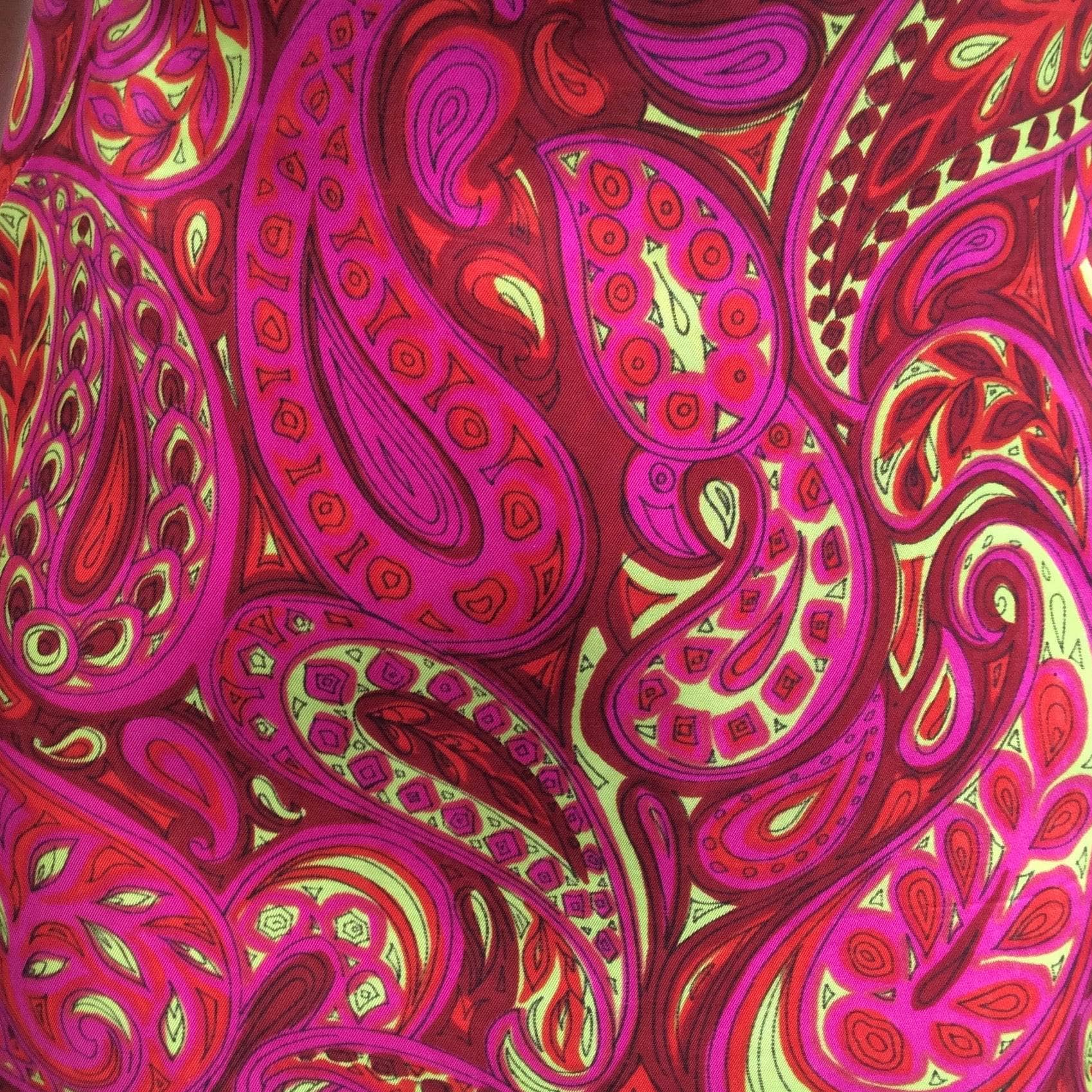 1960s Paisley Bold Print Sheath Dress S/M - Image 10