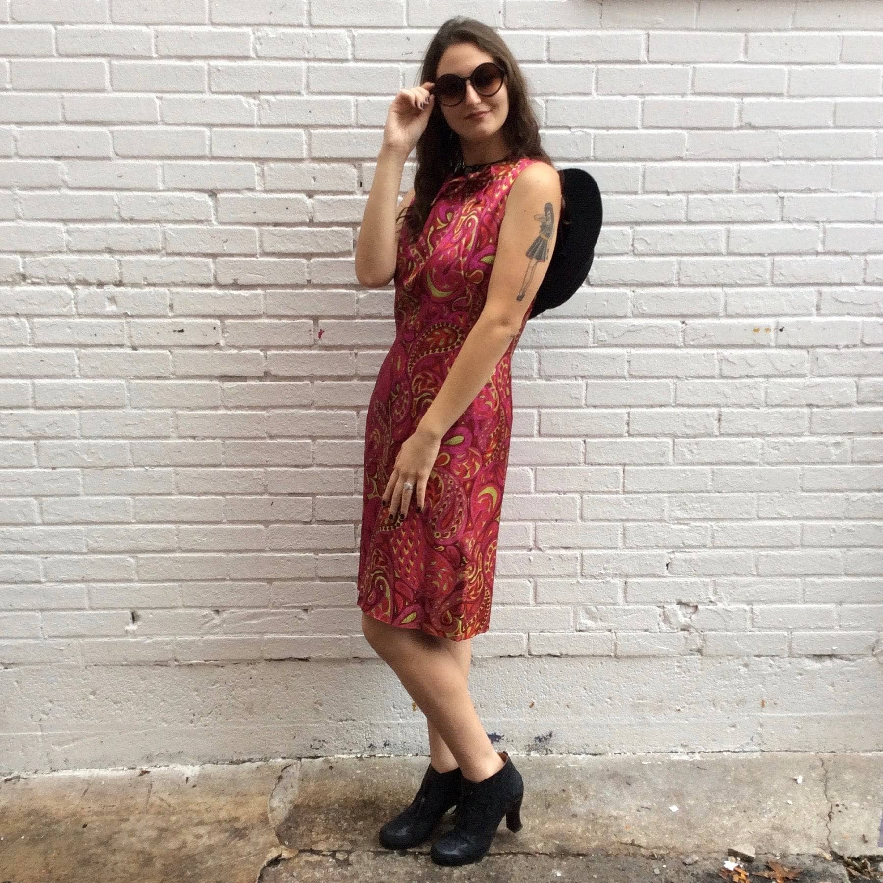 1960s Paisley Bold Print Sheath Dress S/M - Image 6