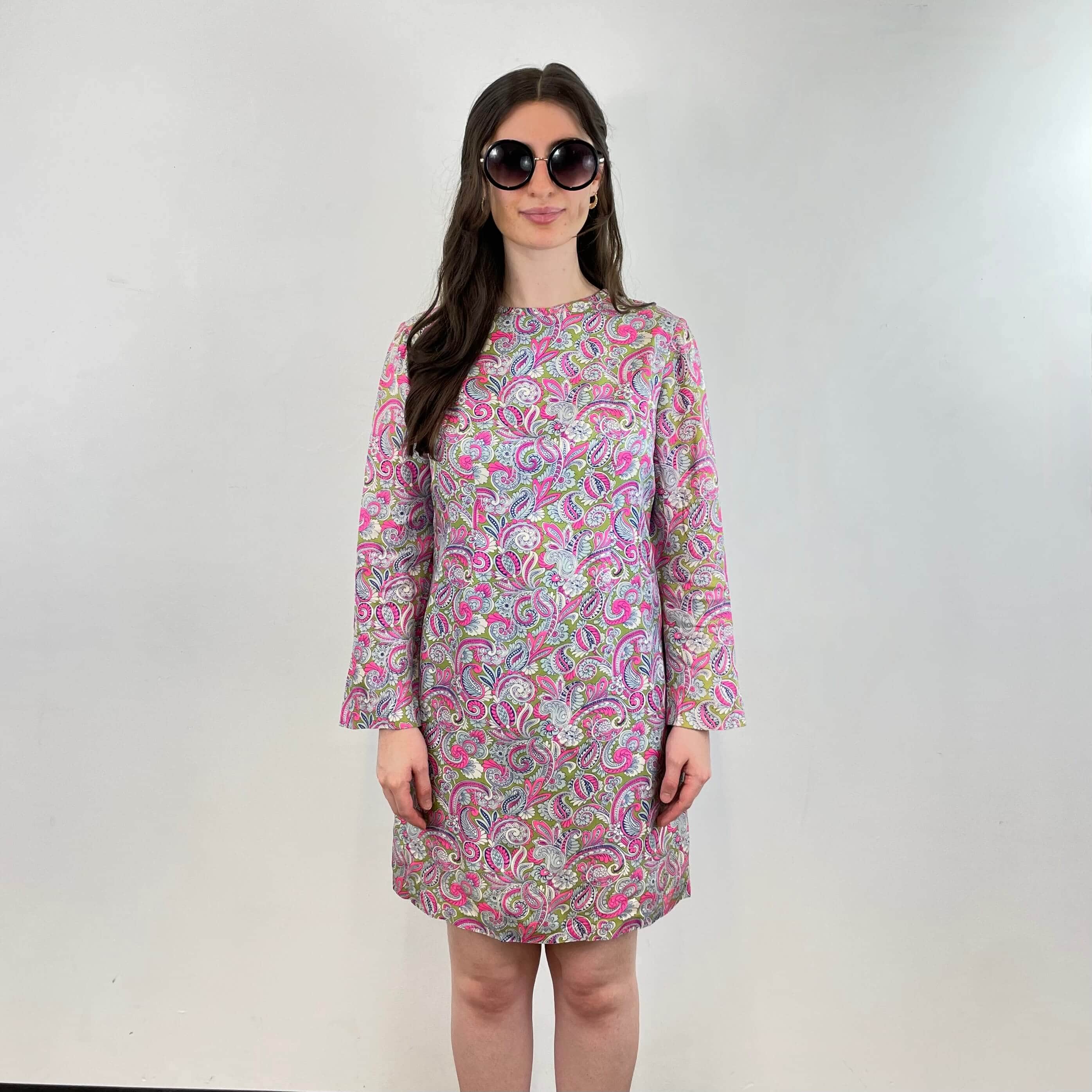 1960s Paisley Mini Shift Dress Medium