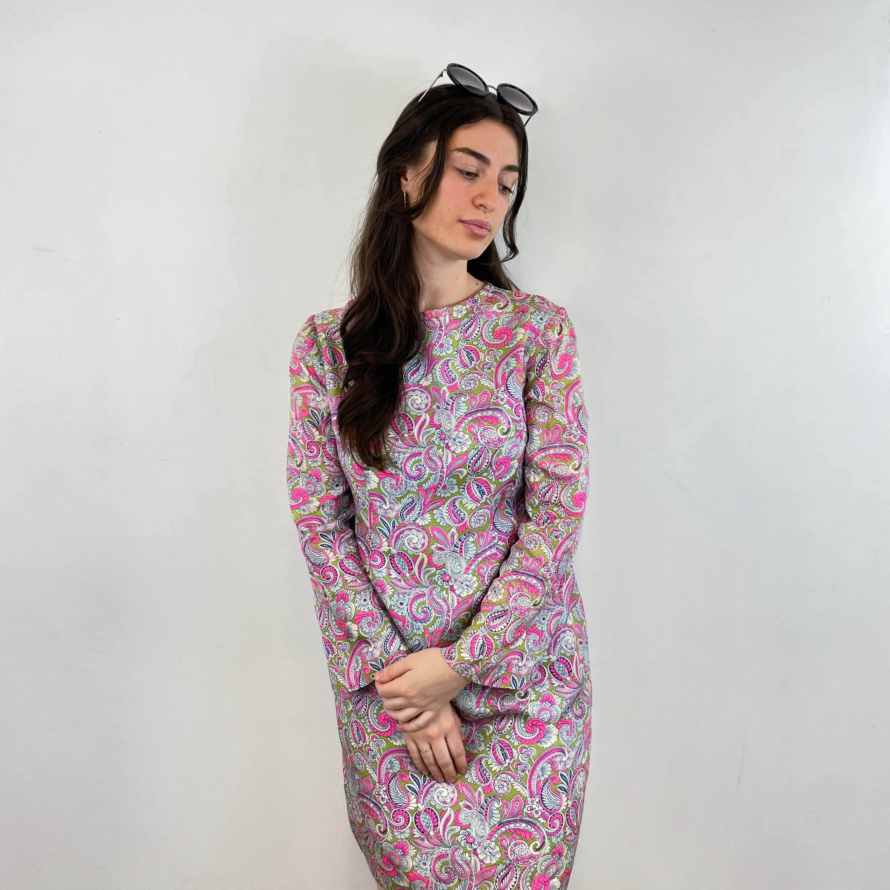 1960s Paisley Mini Shift Dress Medium - Image 3
