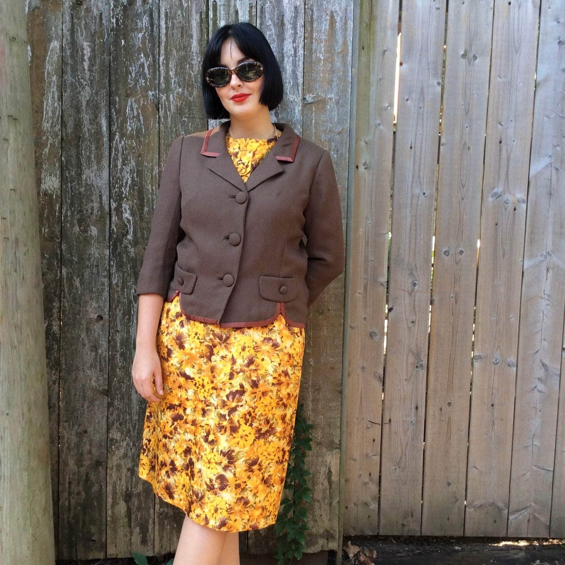 1960s ¾ Sleeve Brown Wool English Blazer Medium