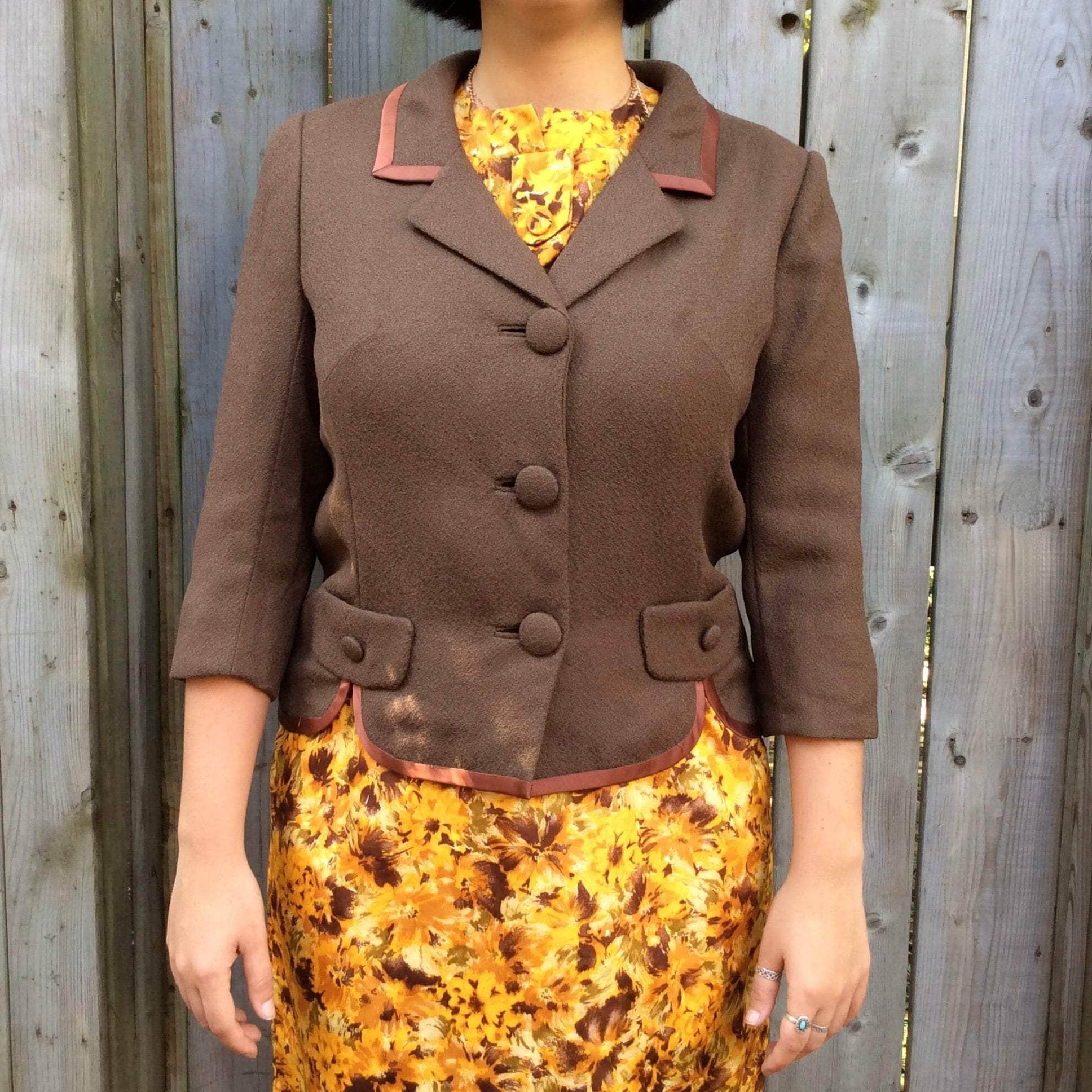 1960s ¾ Sleeve Brown Wool English Blazer Medium - Image 3
